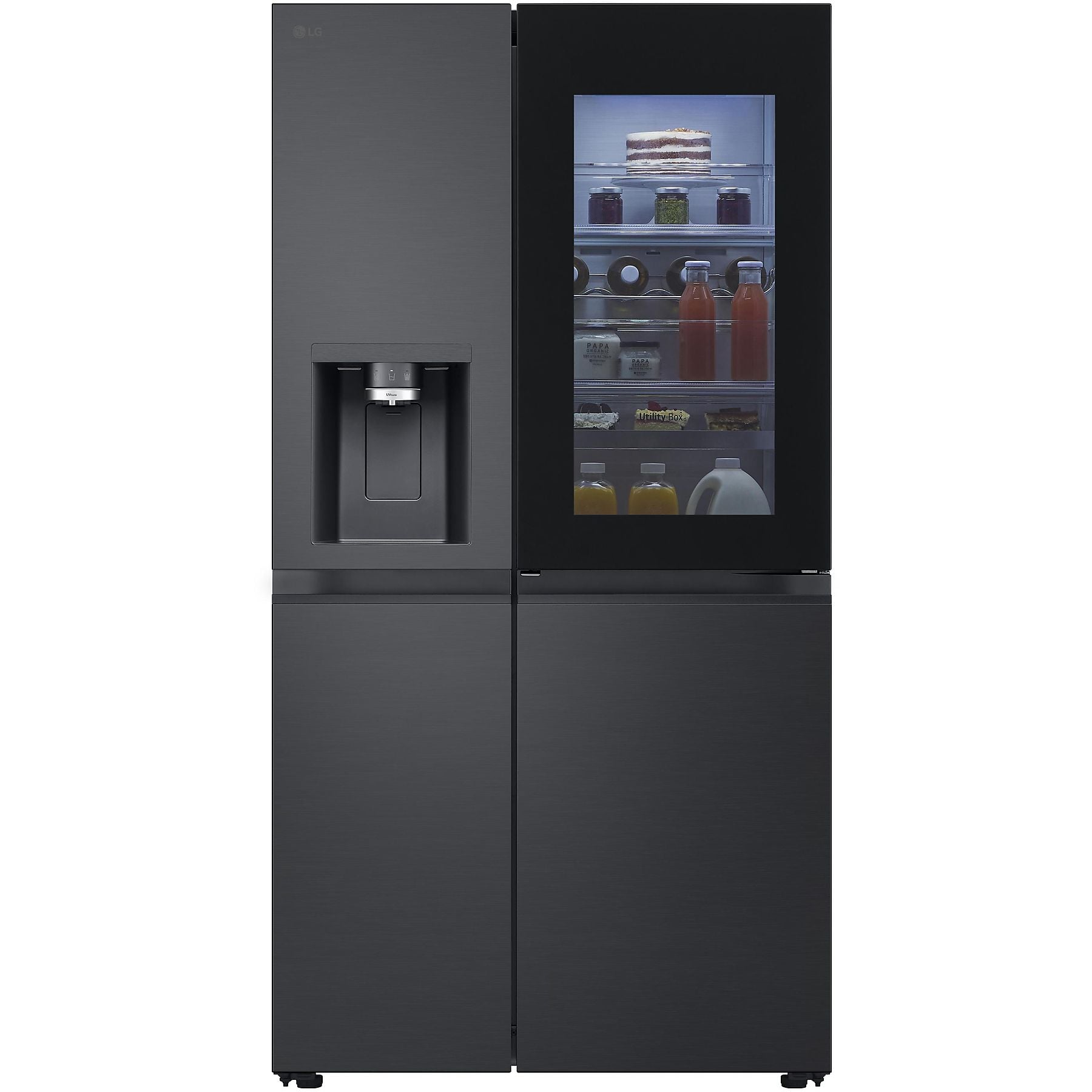 LG GSXE90EVDD mit Craft Ice, InstaView Door-in-Door®, Side-by-Side (628 l, D, 1790 mm hoch, Essence Matte Black) LG