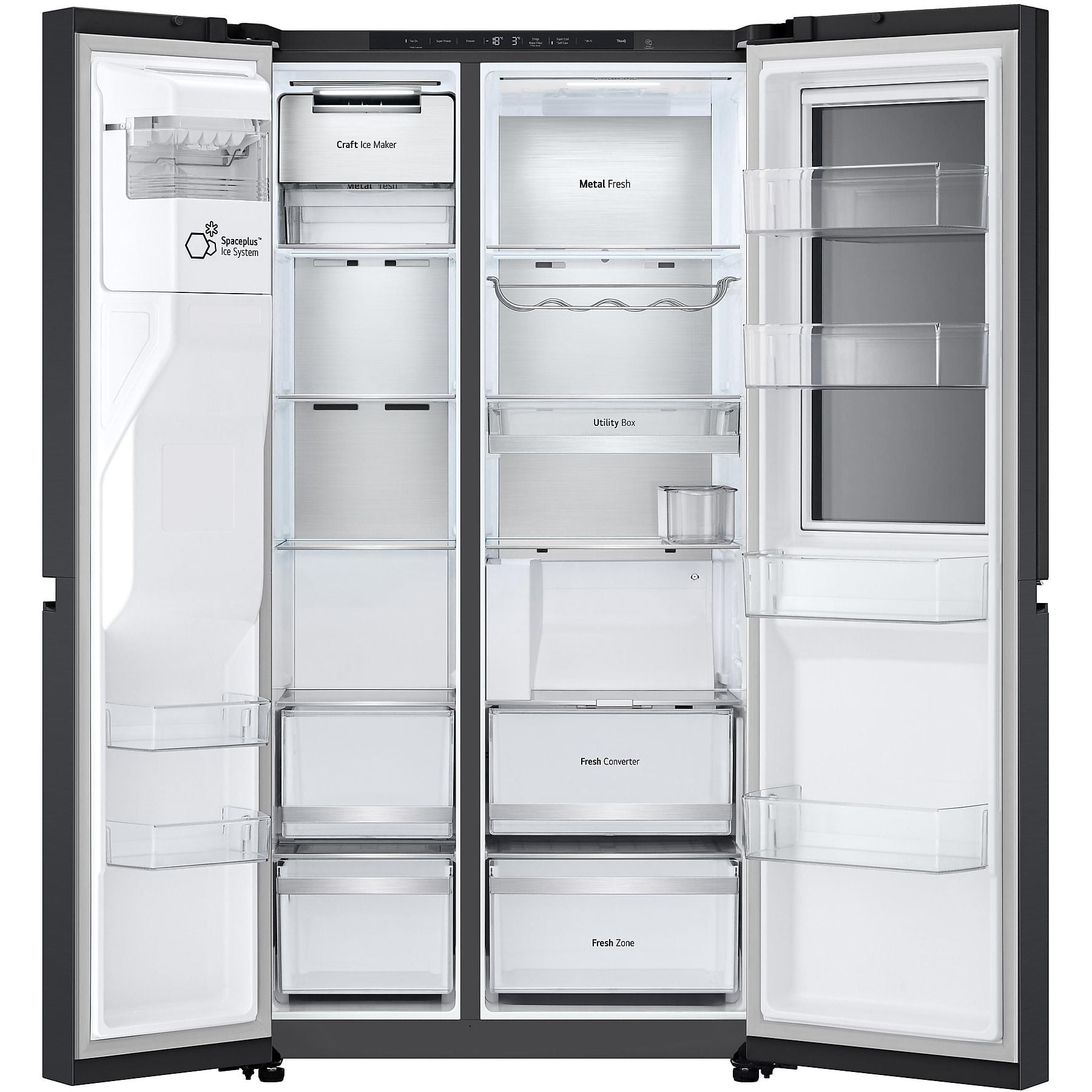 LG GSXE90EVDD mit Craft Ice, InstaView Door-in-Door®, Side-by-Side (628 l, D, 1790 mm hoch, Essence Matte Black) LG