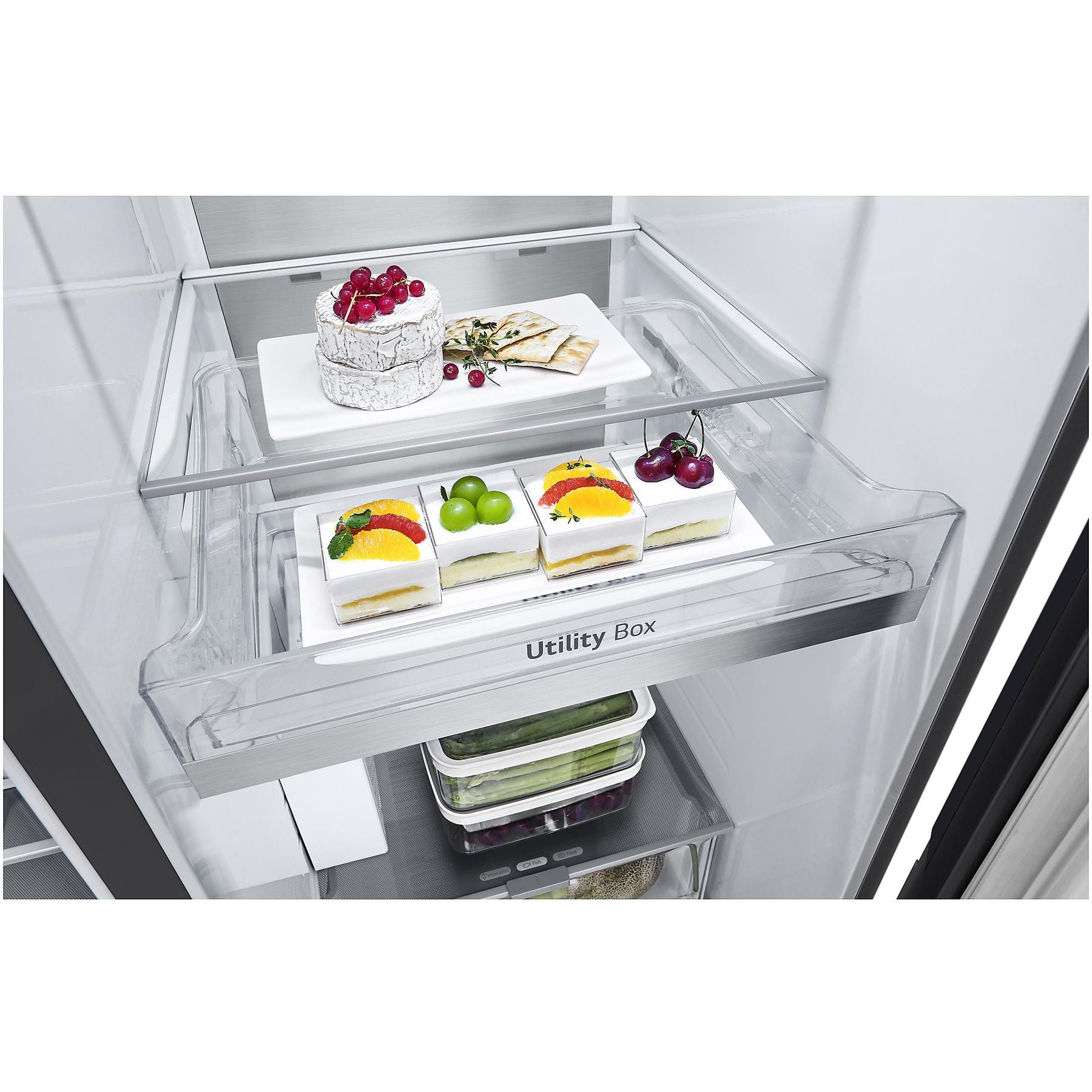 LG GSXE90EVDD mit Craft Ice, InstaView Door-in-Door®, Side-by-Side (628 l, D, 1790 mm hoch, Essence Matte Black) LG