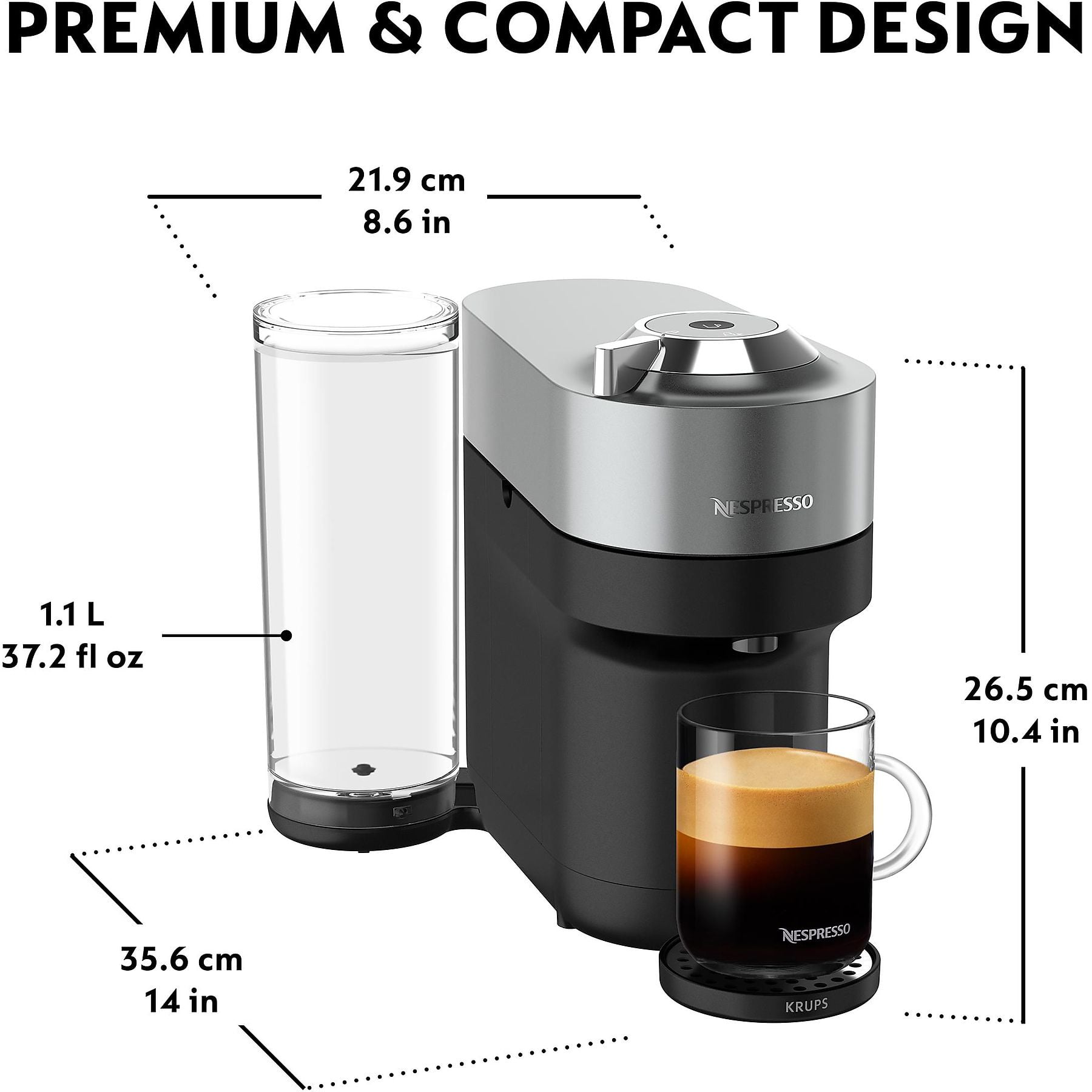 KRUPS Nespresso XN930T Vertuo Pop+ Kapselmaschine Titan/Schwarz KRUPS