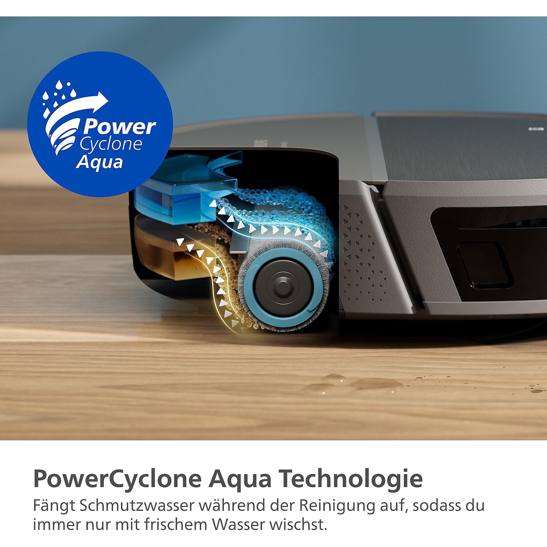 PHILIPS XU9100/10 HomeRun 9000 Series Aqua mit Wischfunktion und App, Hindernissenerkennung, Saugroboter PHILIPS
