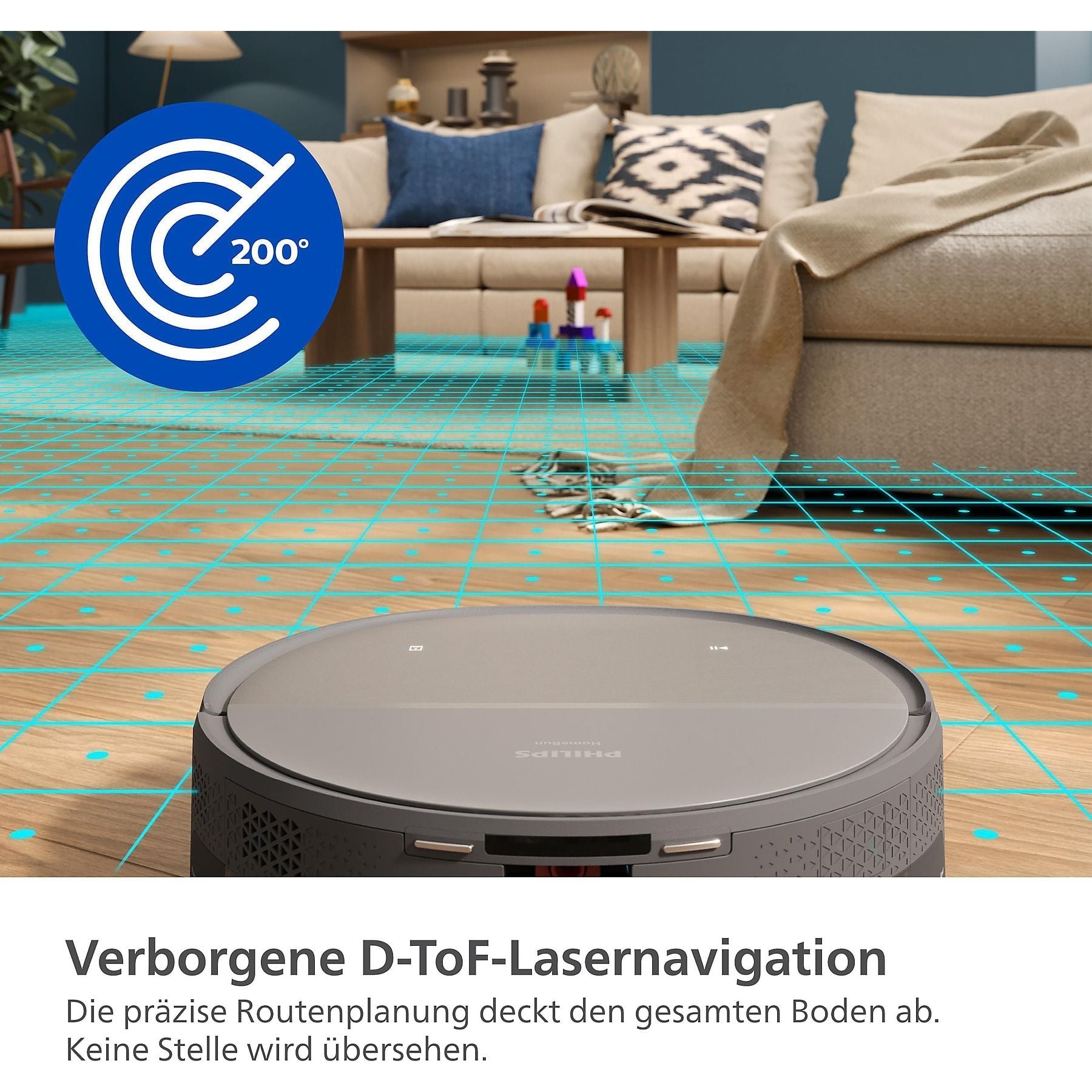 PHILIPS XU9100/10 HomeRun 9000 Series Aqua mit Wischfunktion und App, Hindernissenerkennung, Saugroboter PHILIPS