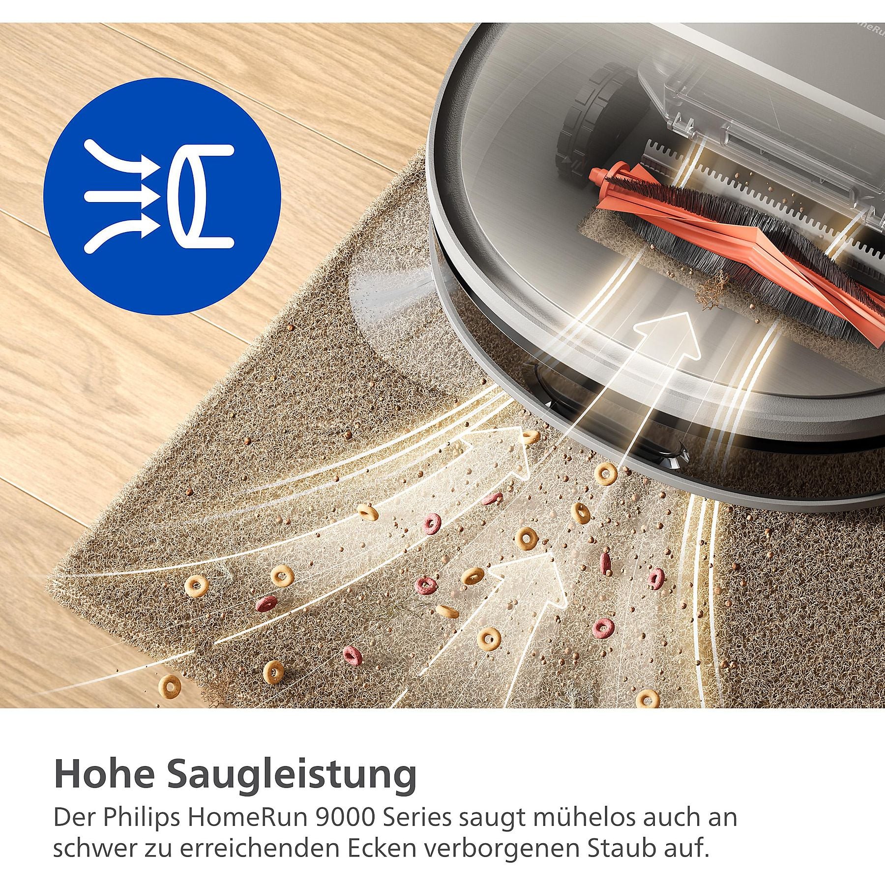 PHILIPS XU9100/10 HomeRun 9000 Series Aqua mit Wischfunktion und App, Hindernissenerkennung, Saugroboter PHILIPS