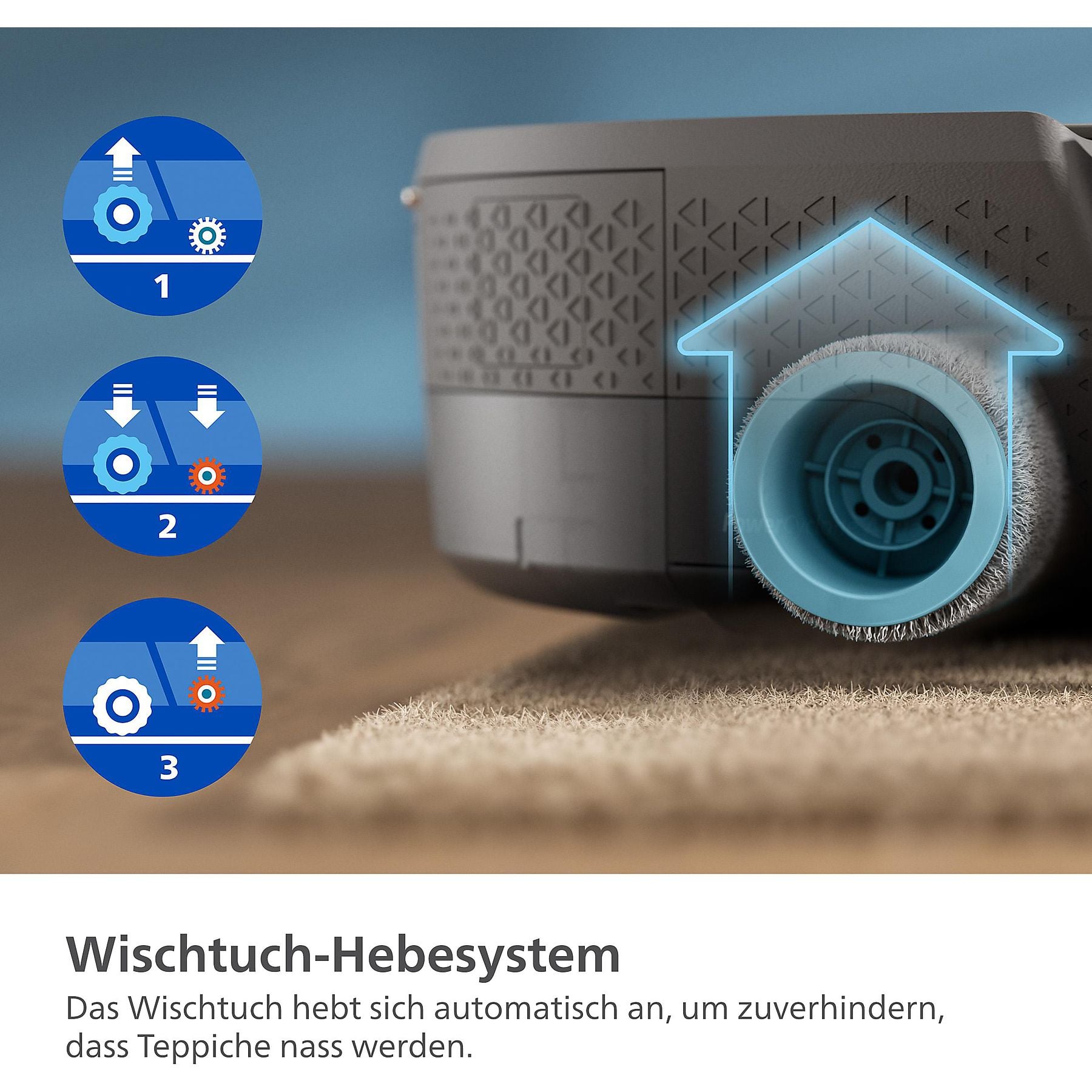 PHILIPS XU9100/10 HomeRun 9000 Series Aqua mit Wischfunktion und App, Hindernissenerkennung, Saugroboter PHILIPS
