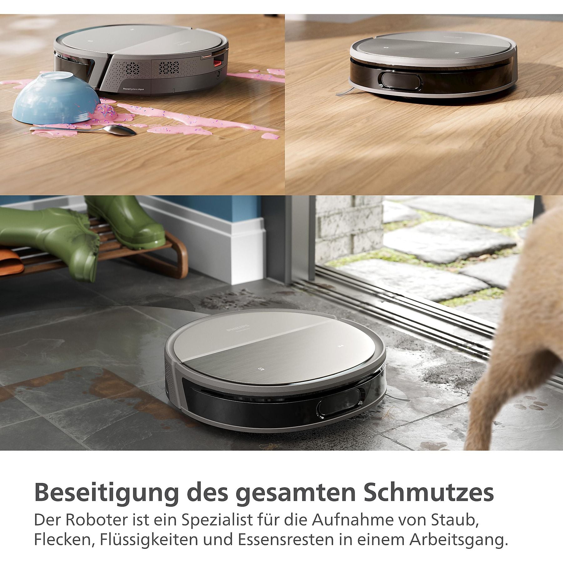 PHILIPS XU9100/10 HomeRun 9000 Series Aqua mit Wischfunktion und App, Hindernissenerkennung, Saugroboter PHILIPS