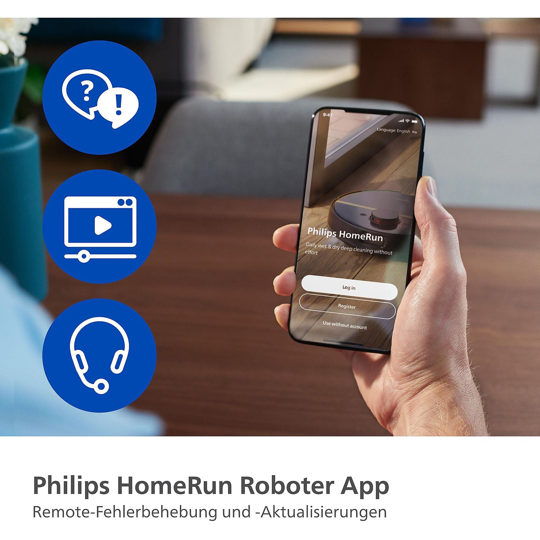 PHILIPS XU9100/10 HomeRun 9000 Series Aqua mit Wischfunktion und App, Hindernissenerkennung, Saugroboter PHILIPS
