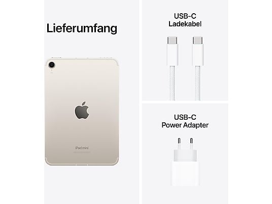 APPLE iPad mini (2024), Tablet, 512 GB, 8,3 Zoll, Polarstern APPLE