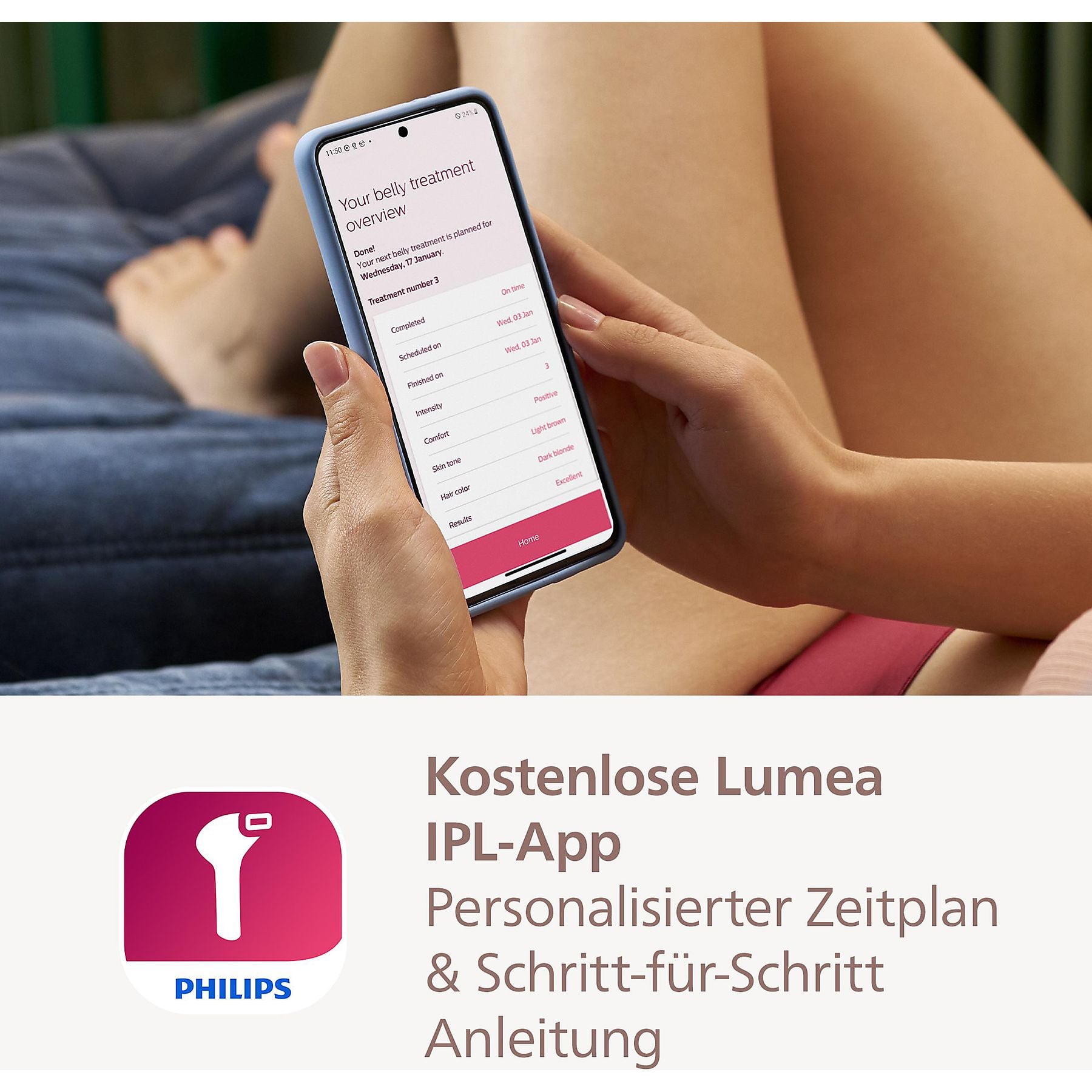 PHILIPS Lumea IPL S9000 BRI957/00 seidig glatte Haut Haarentfernung Rosa PHILIPS