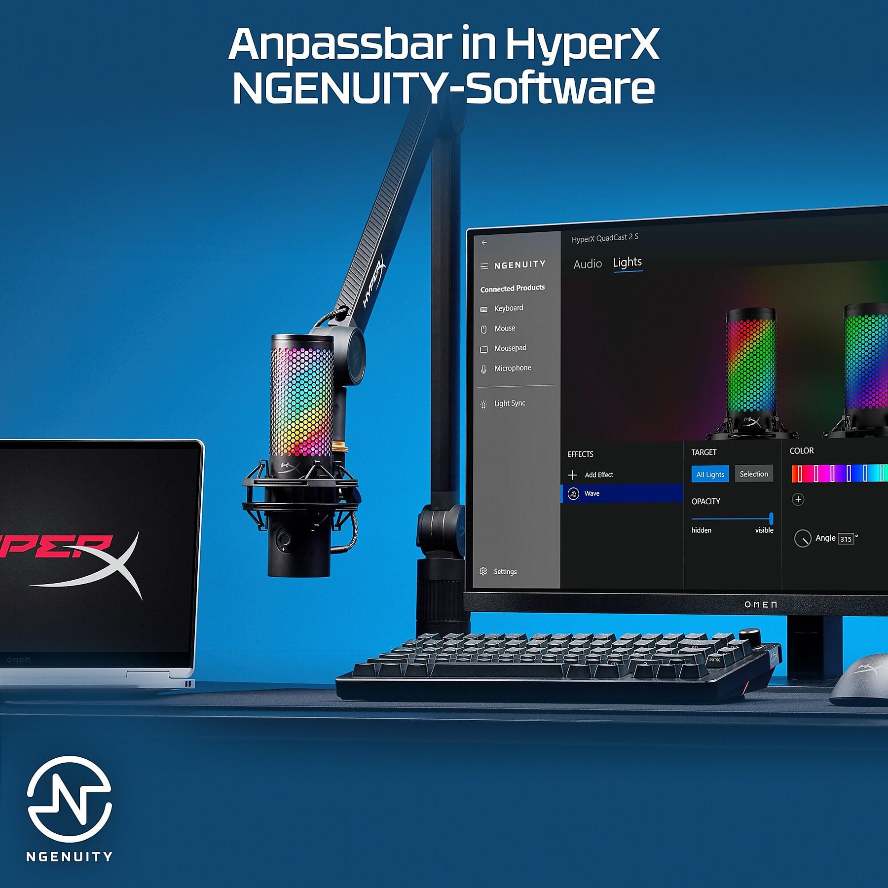 HYPERX QuadCast 2 S - USB Standmikrofon, Schwarz HYPERX