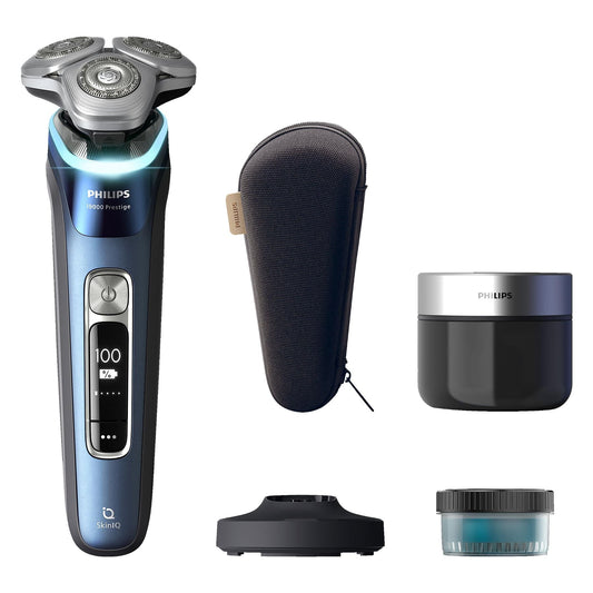 PHILIPS XP9201/30 Elektrorasierer i9000 Prestige Mystic Aqua (Triple Action Lift & Cut-Rasiersystem, Dual SteelPrecision Klingen , Reinigungsstation: Ja) PHILIPS