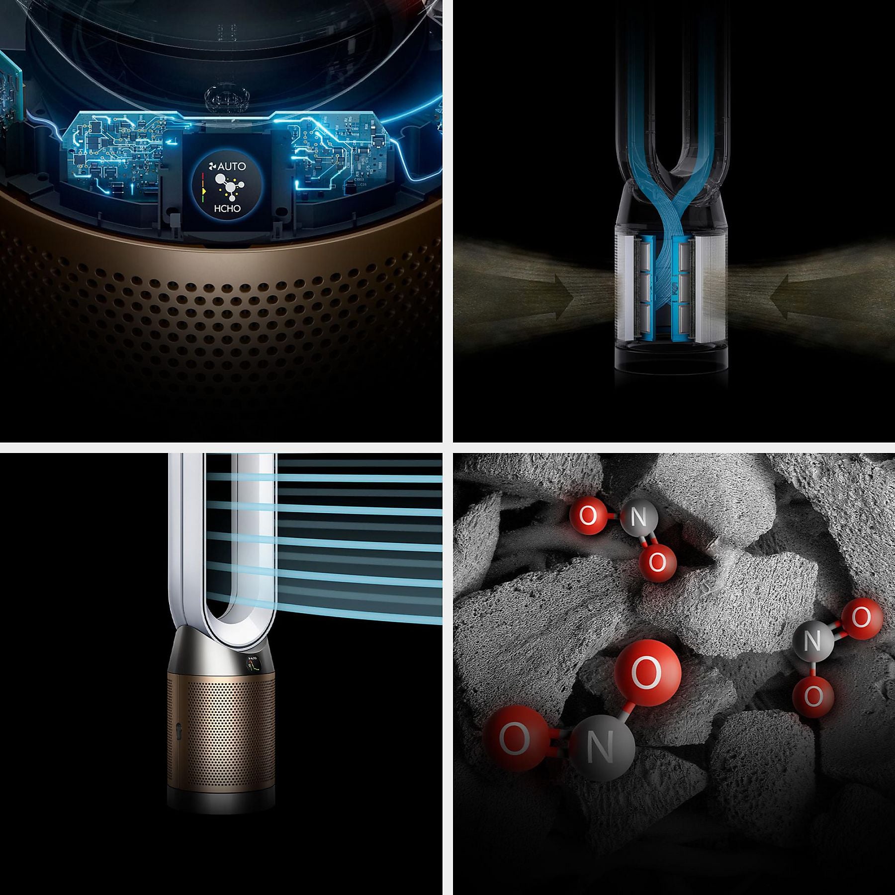 DYSON TP12 Purifier Cool PC2 De-Nox Luftreiniger Weiß/Gold (40 Watt, Raumgröße: 81 m³, HEPA-13-Filter mit Glasfasern und Kaliumcarbonat) DYSON