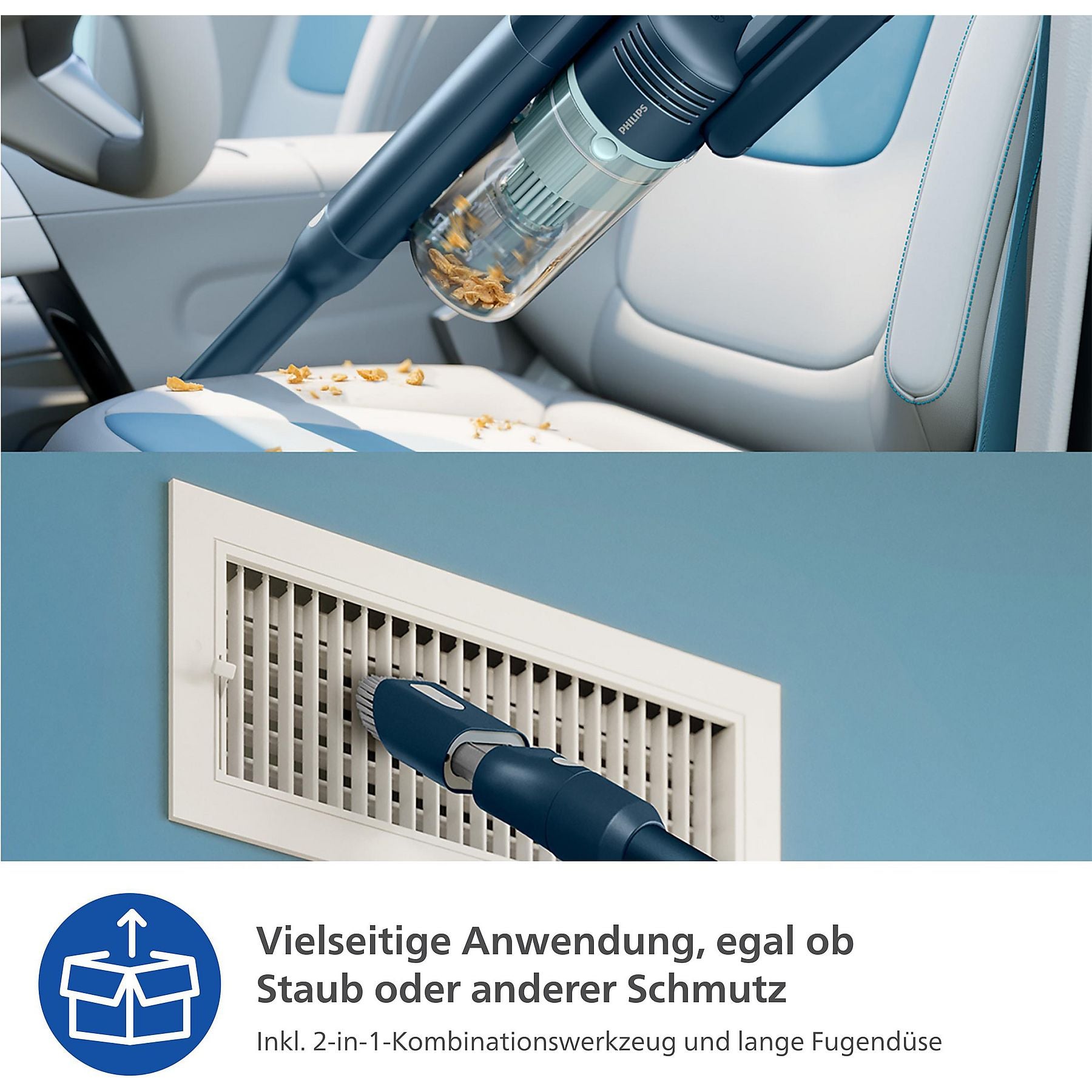 PHILIPS XC5242/10 Flex-it 5000 Series Laufzeit bis zu 60 Min., kabellos, Akkusauger, Stielsauger, Akkubetrieb, 25,2 Volt PHILIPS