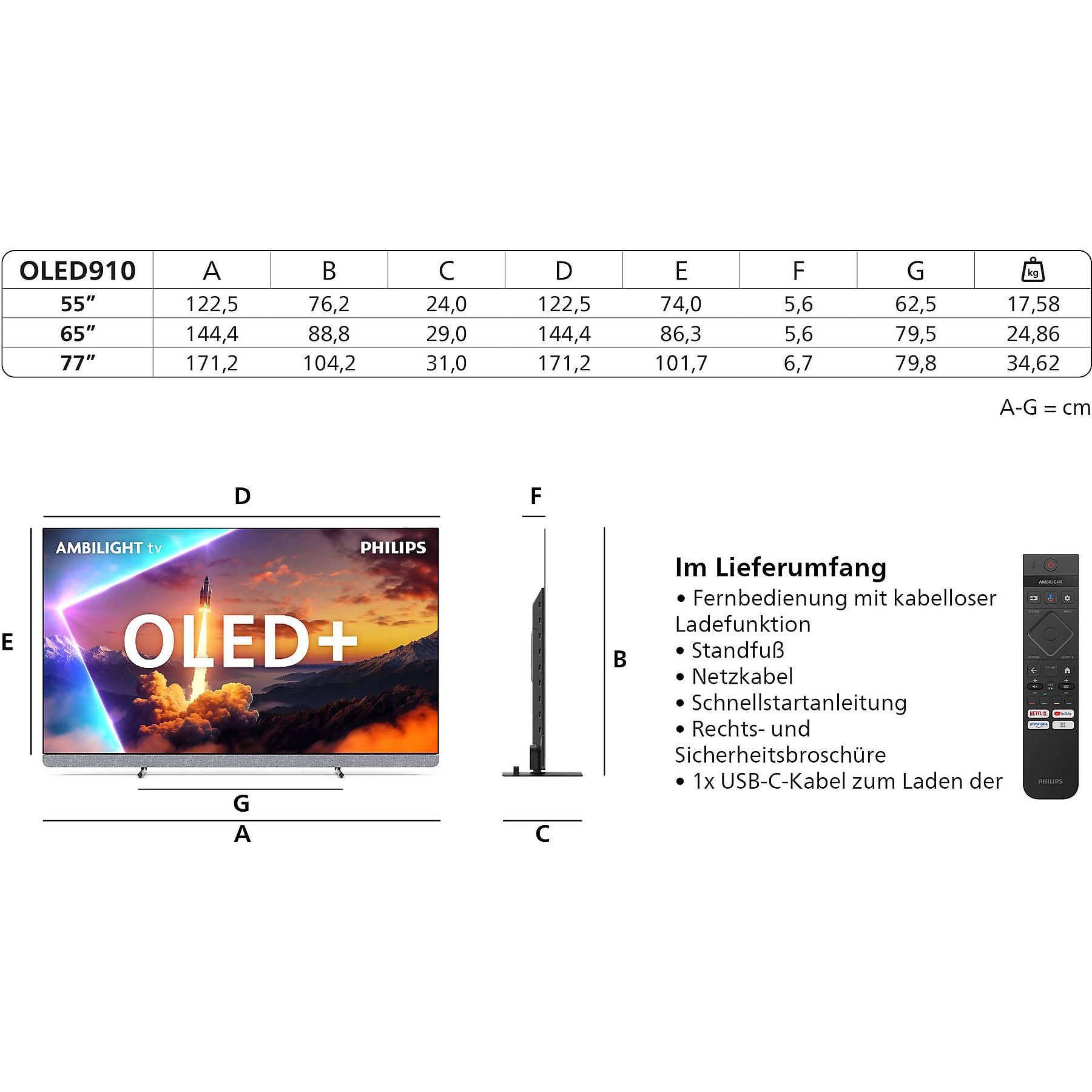 PHILIPS 77OLED910/12 OLED+ Ambilight TV (Flat, 77 Zoll / 194 cm, UHD 4K, SMART TV, Ambilight) PHILIPS