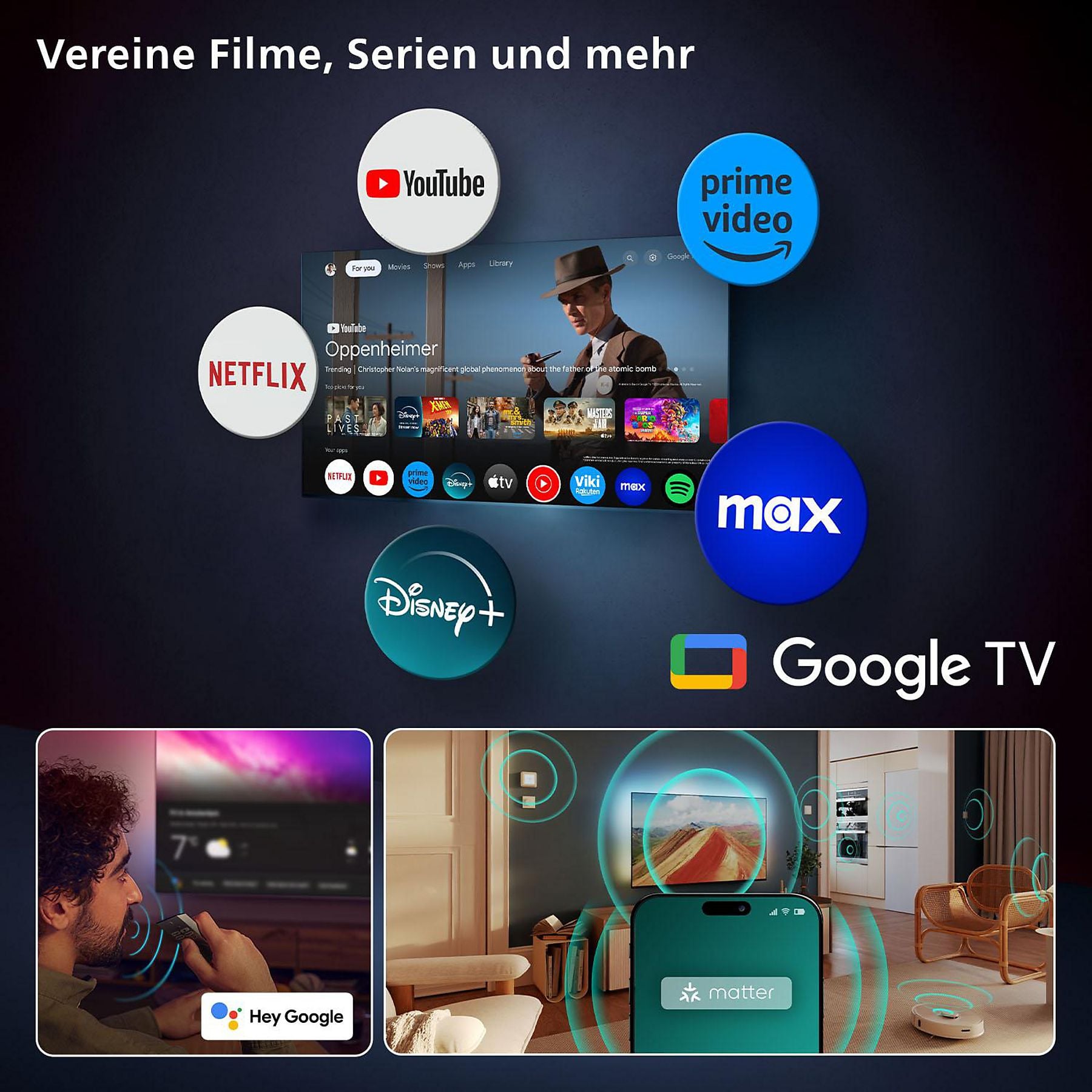 PHILIPS 77OLED910/12 OLED+ Ambilight TV (Flat, 77 Zoll / 194 cm, UHD 4K, SMART TV, Ambilight) PHILIPS