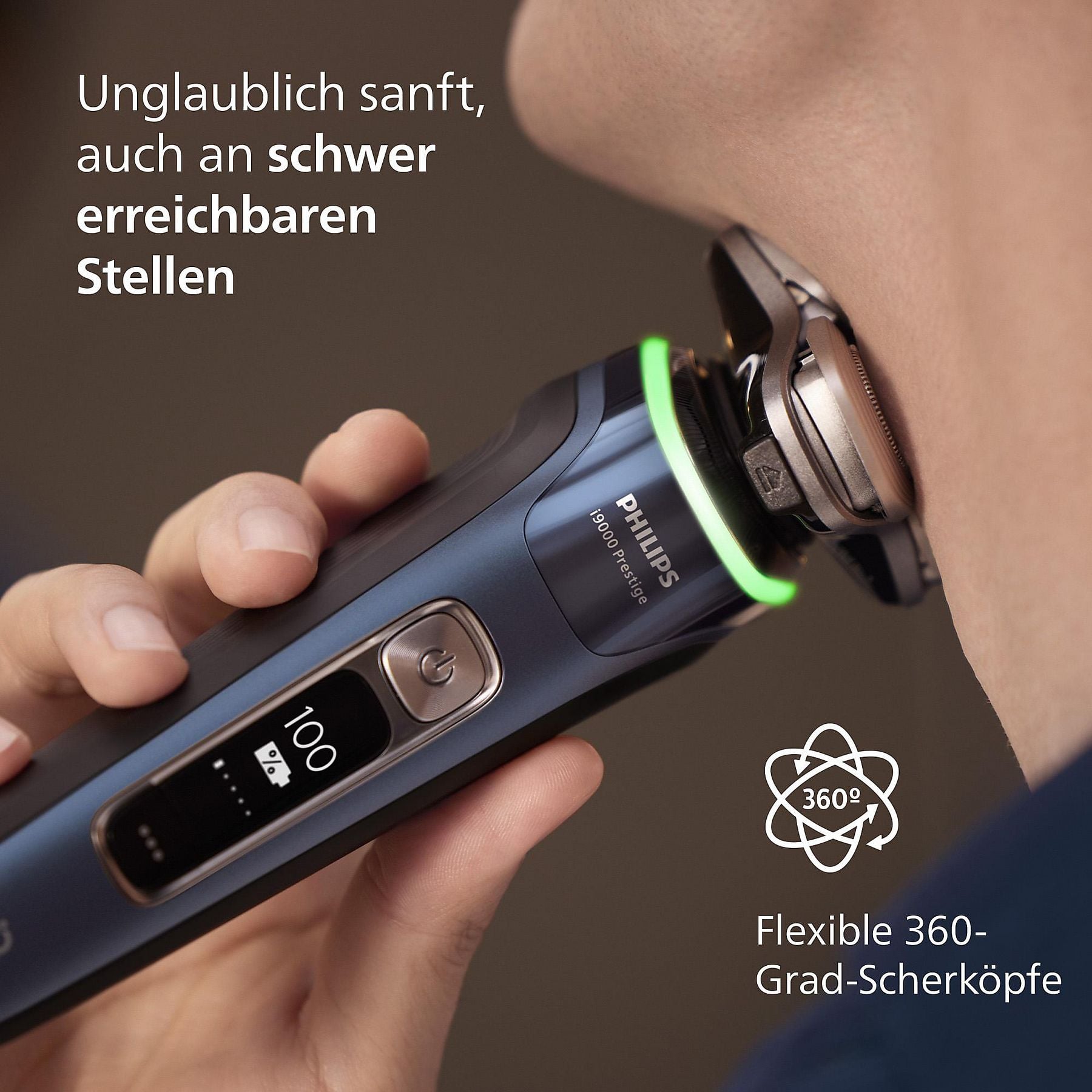 PHILIPS XP9201/30 Elektrorasierer i9000 Prestige Mystic Aqua (Triple Action Lift & Cut-Rasiersystem, Dual SteelPrecision Klingen , Reinigungsstation: Ja) PHILIPS