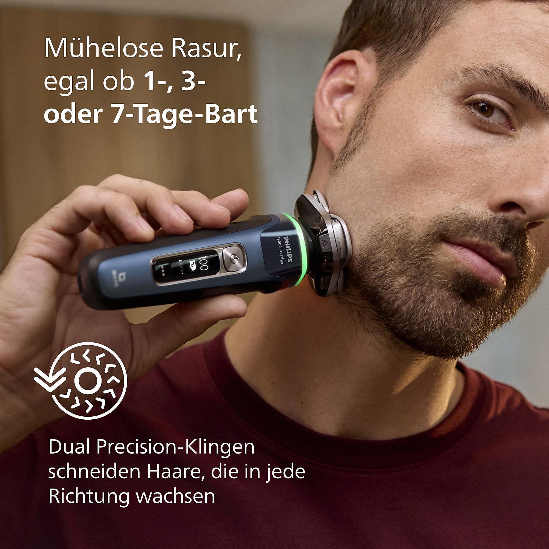 PHILIPS XP9201/30 Elektrorasierer i9000 Prestige Mystic Aqua (Triple Action Lift & Cut-Rasiersystem, Dual SteelPrecision Klingen , Reinigungsstation: Ja) PHILIPS