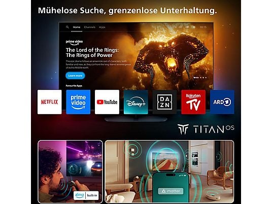 PHILIPS 55OLED760/12 OLED Ambilight TV (Flat, 55 Zoll / 139 cm, UHD 4K, SMART TV, Ambilight) PHILIPS