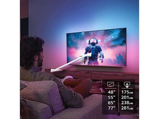 PHILIPS 55OLED760/12 OLED Ambilight TV (Flat, 55 Zoll / 139 cm, UHD 4K, SMART TV, Ambilight) PHILIPS