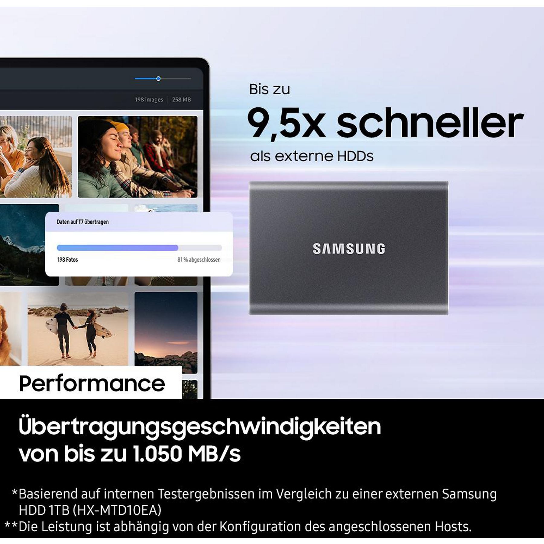 SAMSUNG Portable SSD T7 PC/Mac Festplatte, 1 TB SSD, extern, Indigo blue SAMSUNG