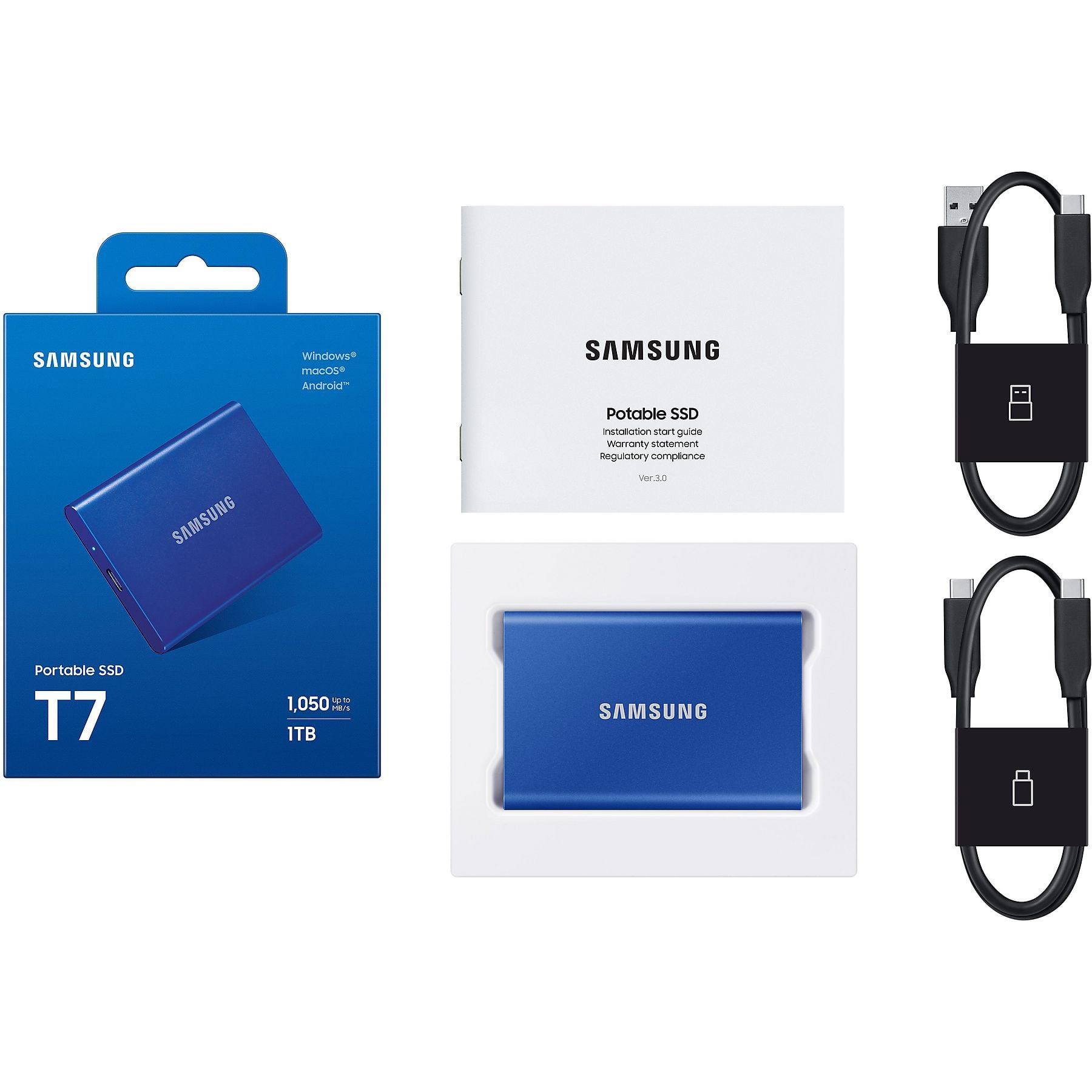 SAMSUNG Portable SSD T7 PC/Mac Festplatte, 1 TB SSD, extern, Indigo blue SAMSUNG