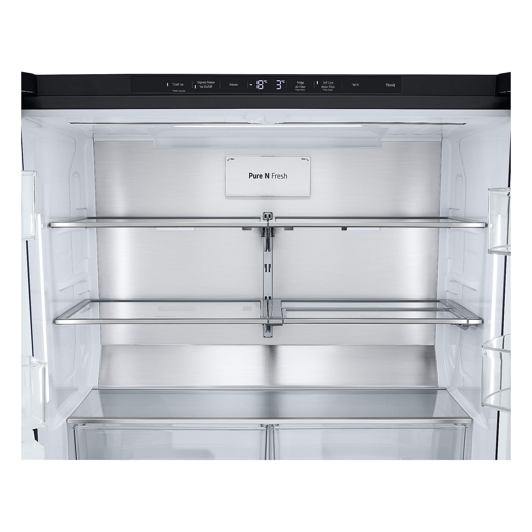 LG GMG960MMSD mit Craft Ice, InstaView® Multi-Door mit Craft Ice French Door (638 l, E, 1792 mm hoch, Essence Black Steel) LG