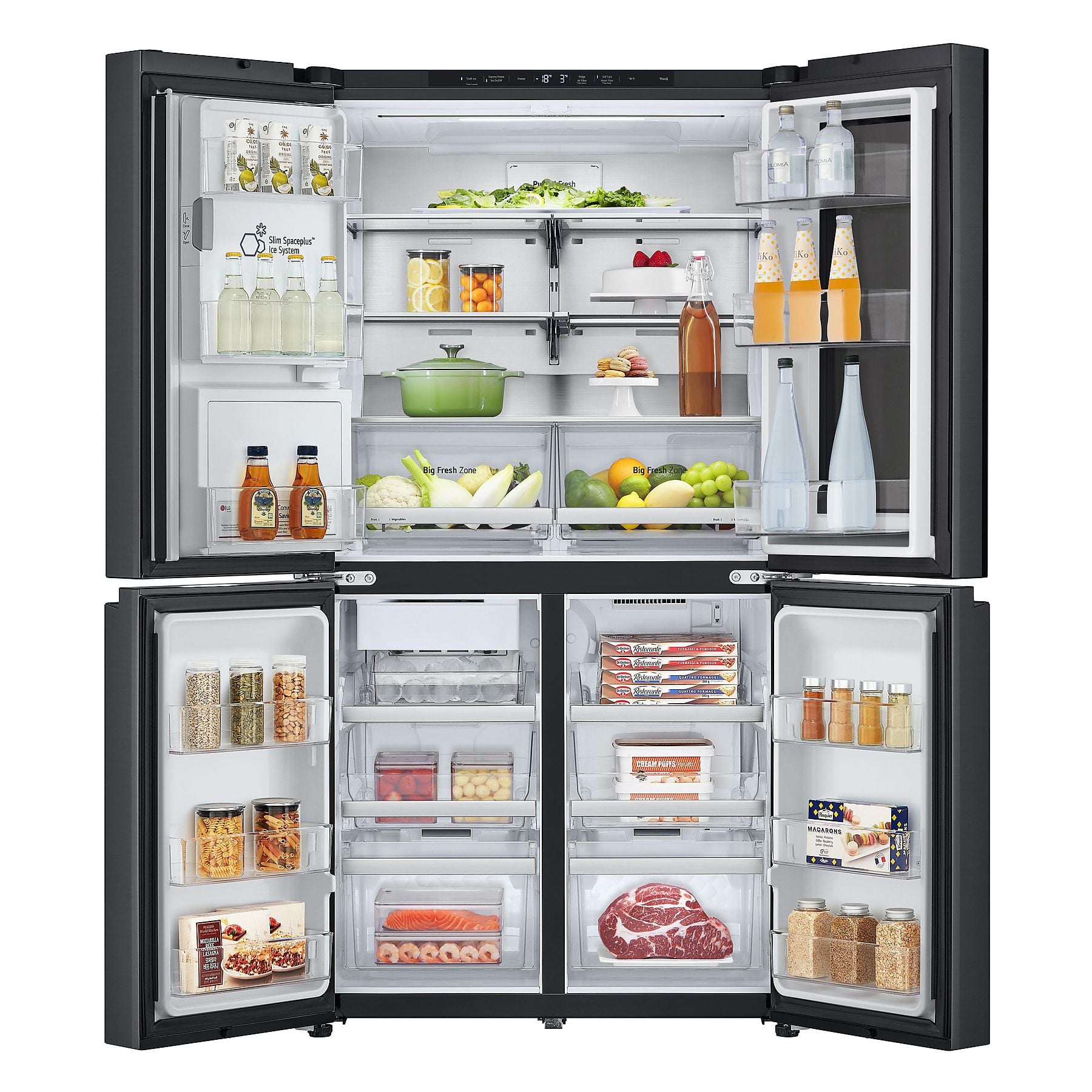 LG GMG960MMSD mit Craft Ice, InstaView® Multi-Door mit Craft Ice French Door (638 l, E, 1792 mm hoch, Essence Black Steel) LG