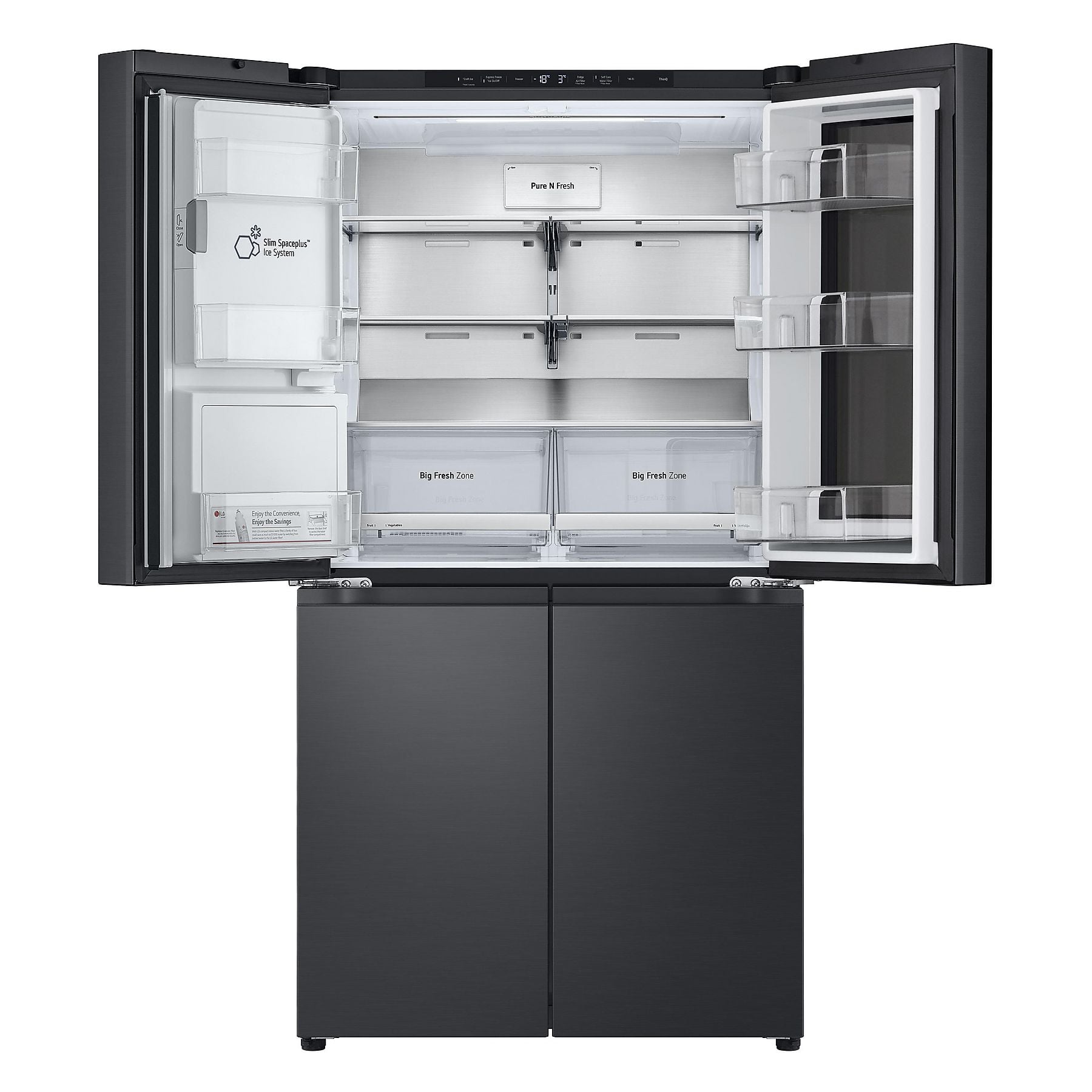 LG GMG960MMSD mit Craft Ice, InstaView® Multi-Door mit Craft Ice French Door (638 l, E, 1792 mm hoch, Essence Black Steel) LG