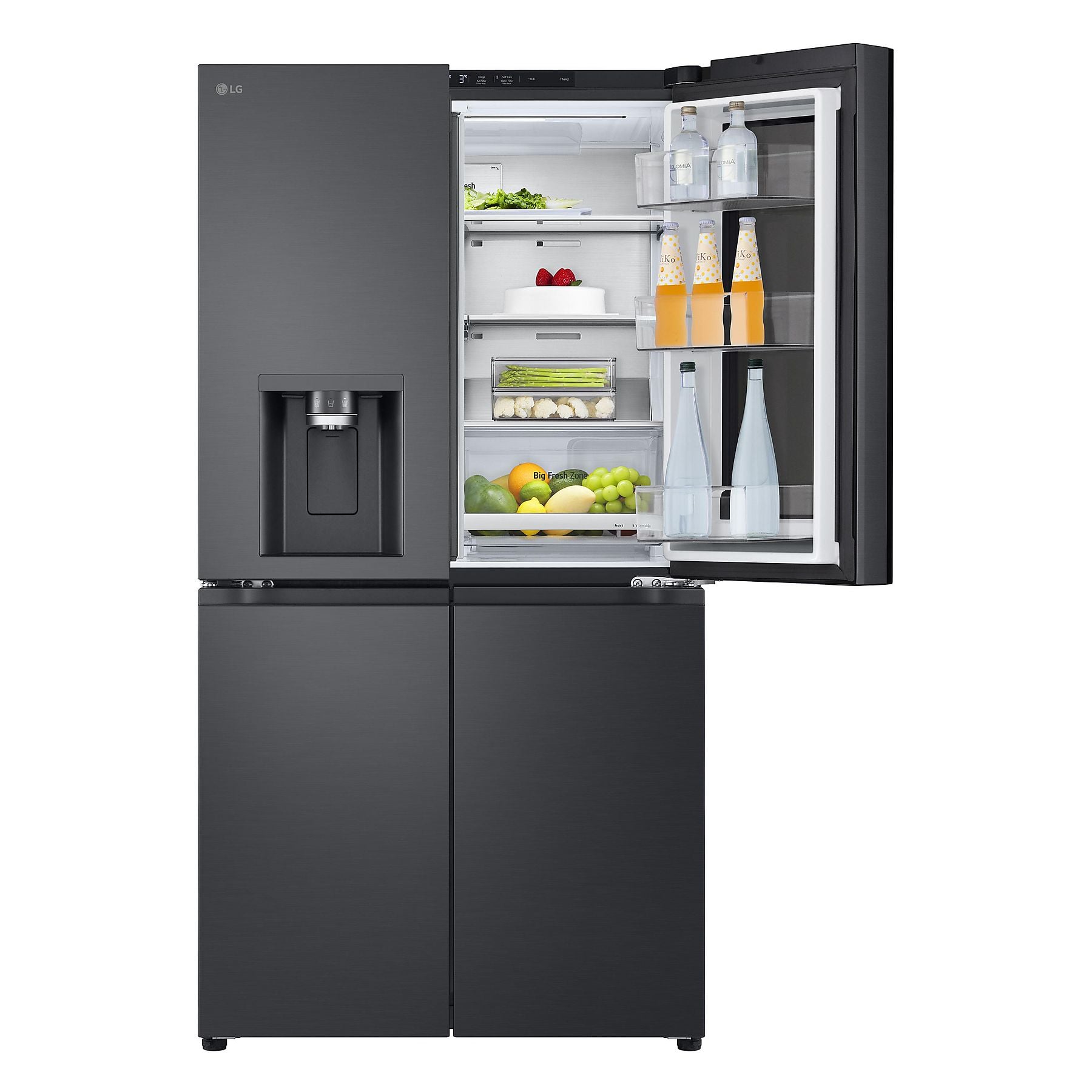LG GMG960MMSD mit Craft Ice, InstaView® Multi-Door mit Craft Ice French Door (638 l, E, 1792 mm hoch, Essence Black Steel) LG