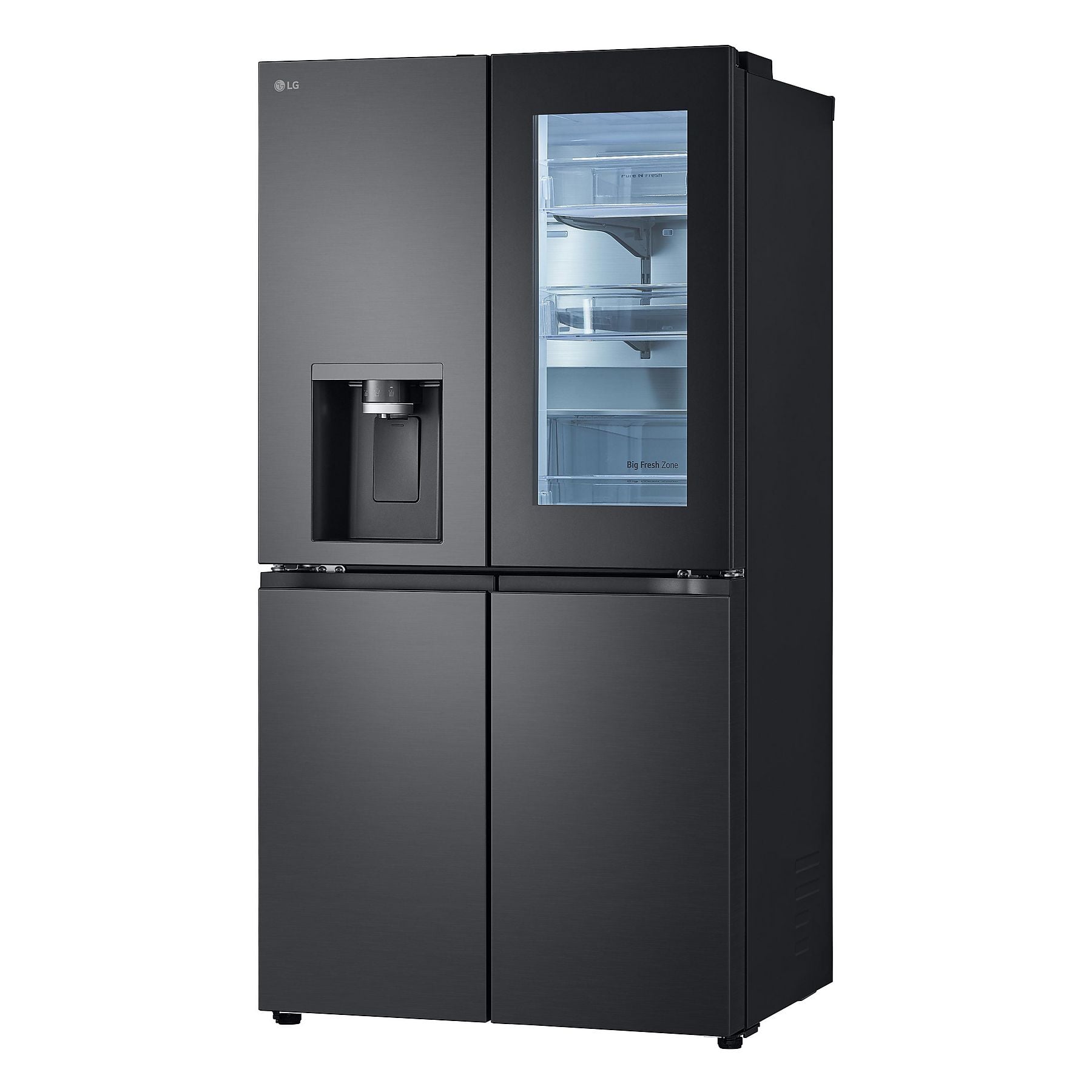 LG GMG960MMSD mit Craft Ice, InstaView® Multi-Door mit Craft Ice French Door (638 l, E, 1792 mm hoch, Essence Black Steel) LG