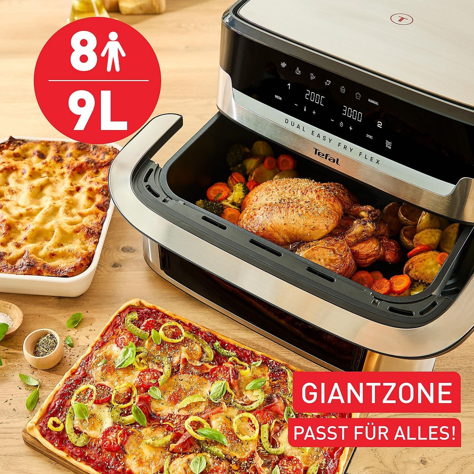 TEFAL EY922D Dual Easy Fry Flex Heißluftfritteuse TEFAL