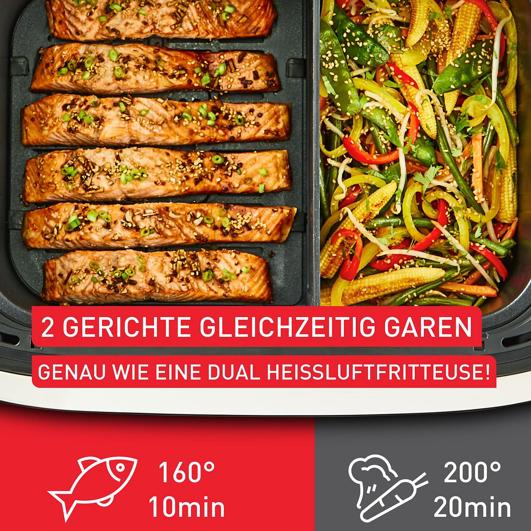 TEFAL EY922D Dual Easy Fry Flex Heißluftfritteuse TEFAL