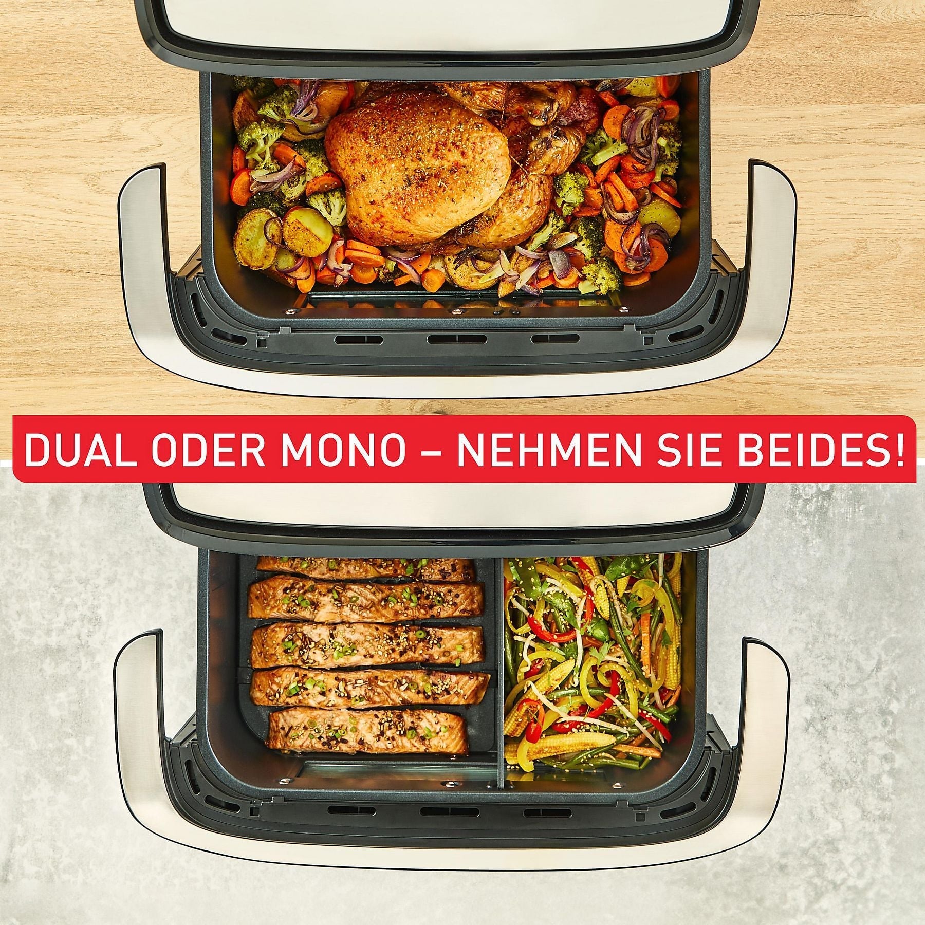 TEFAL EY922D Dual Easy Fry Flex Heißluftfritteuse TEFAL