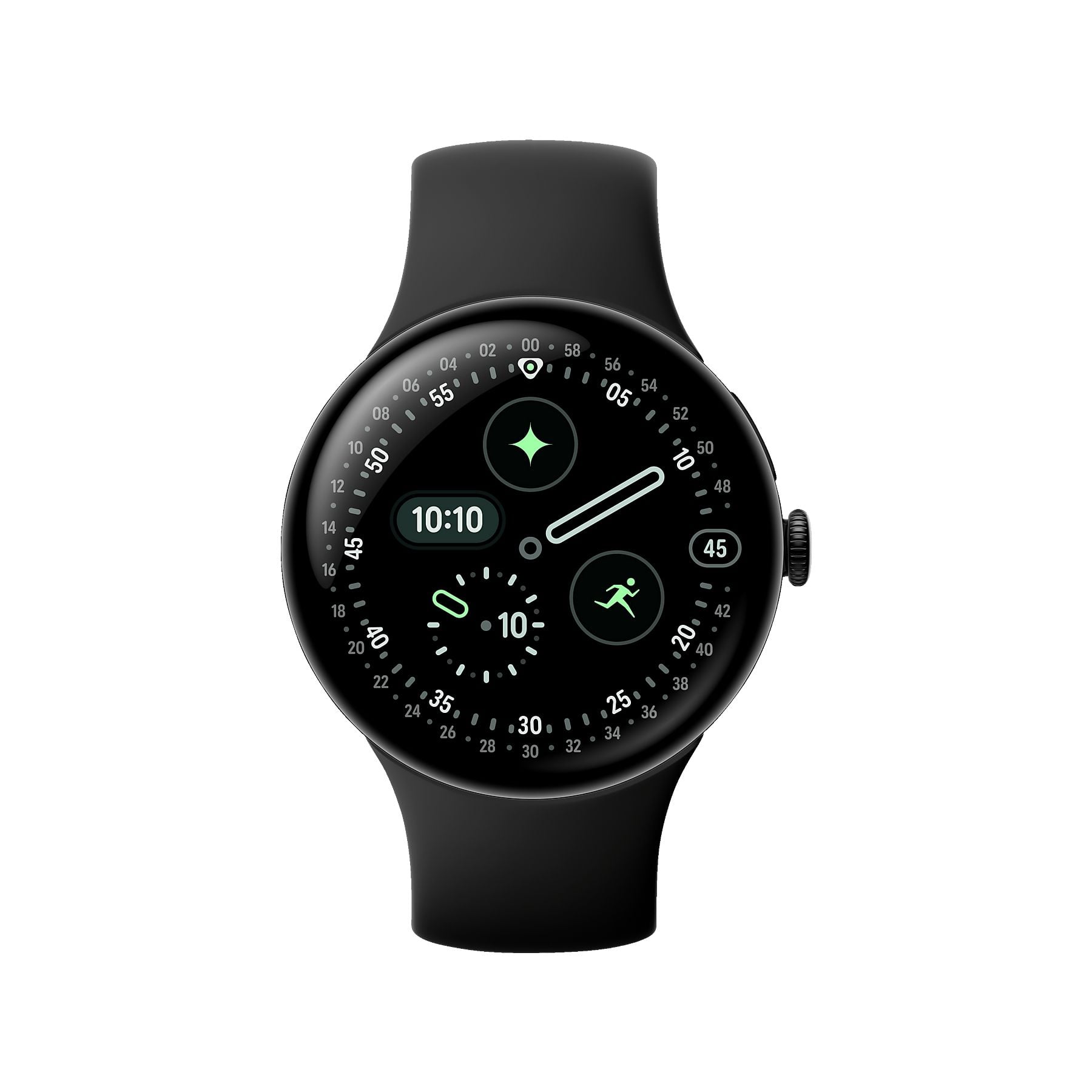GOOGLE Pixel Watch 4 45 Wi-Fi Smartwatch Fluorelastomer, 150-215, Obsidian GOOGLE