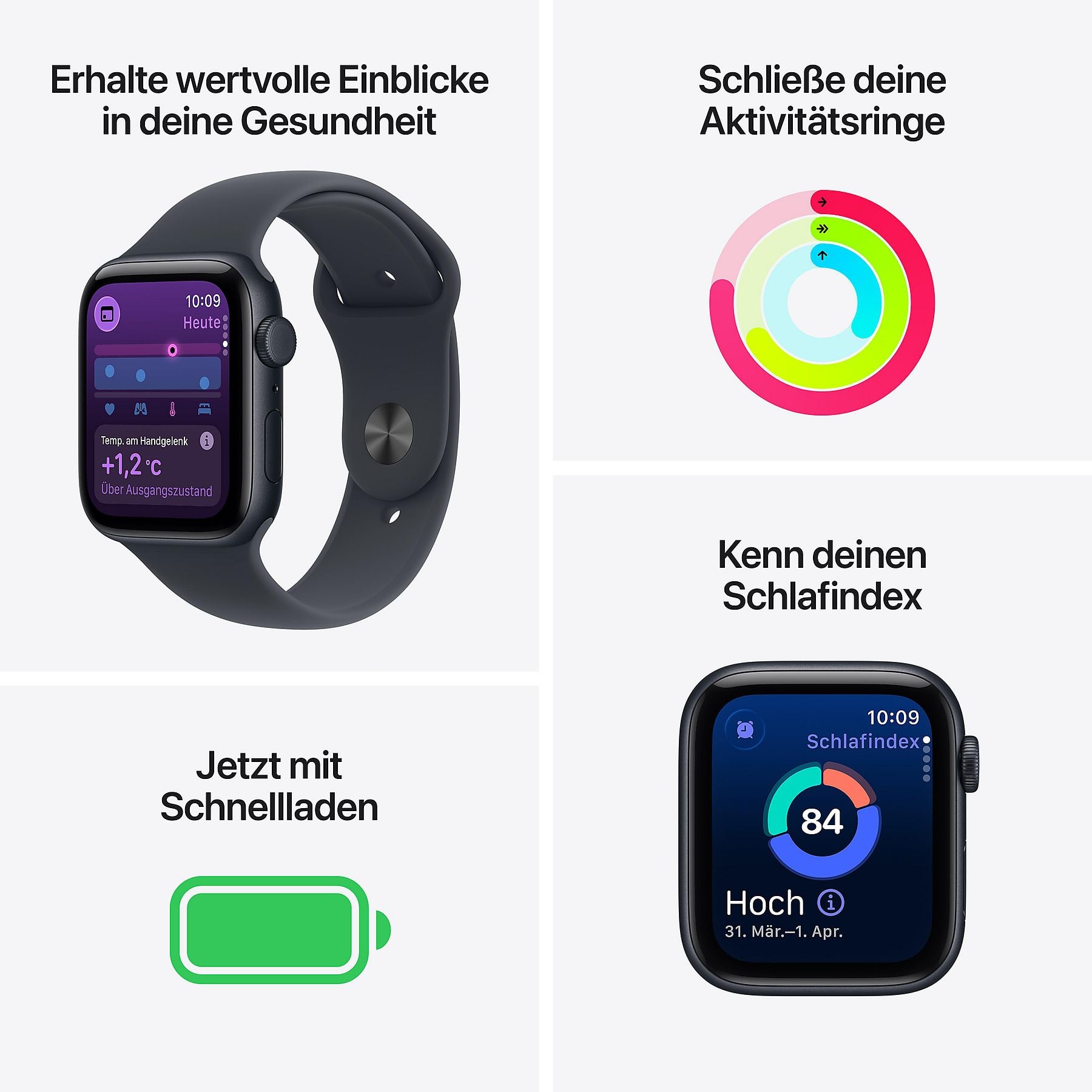 APPLE Watch SE 3 Cellular 40, 2025 Smartwatch Aluminium Fluorelastomer, 150-200 mm, Mitternacht APPLE