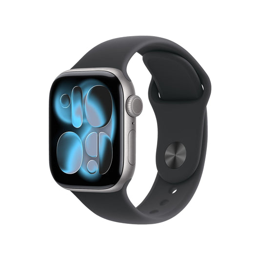 APPLE Watch Series 11 Cellular 42, 2025 Smartwatch Aluminiumgehäuse Fluorelastomer, 130-180 mm, Space Grau/Schwarz APPLE