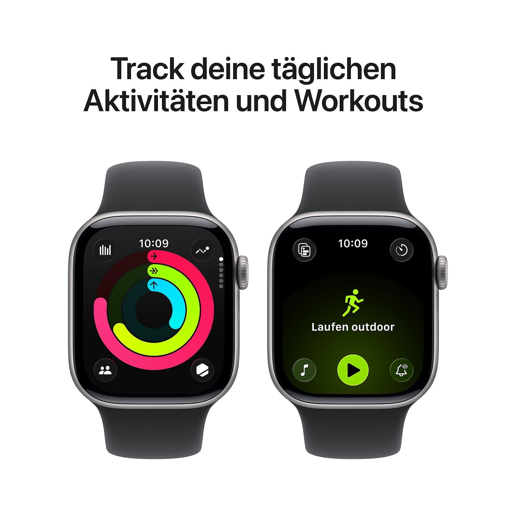 APPLE Watch Series 11 Cellular 42, 2025 Smartwatch Aluminiumgehäuse Fluorelastomer, 130-180 mm, Space Grau/Schwarz APPLE
