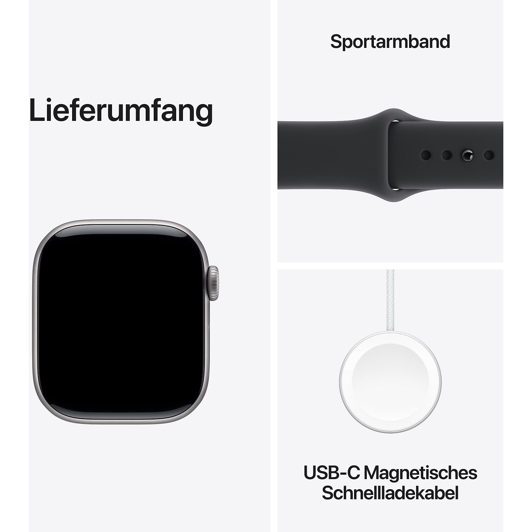 APPLE Watch Series 11 Cellular 42, 2025 Smartwatch Aluminiumgehäuse Fluorelastomer, 130-180 mm, Space Grau/Schwarz APPLE