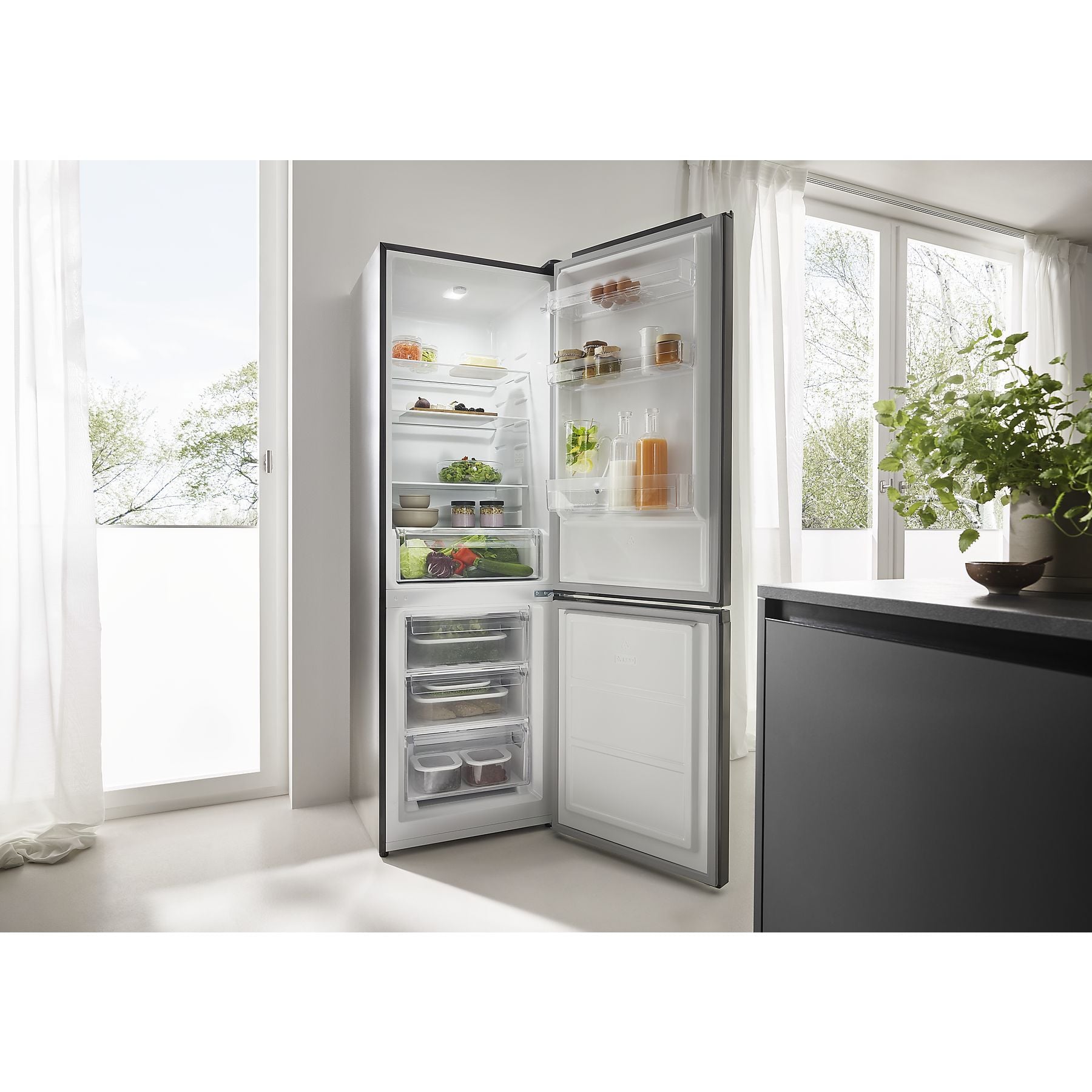 KOENIC KFK 631-1 D IN Cooling Combi Static (D, 315 l, 185,5 cm hoch, Dark Inox) KOENIC