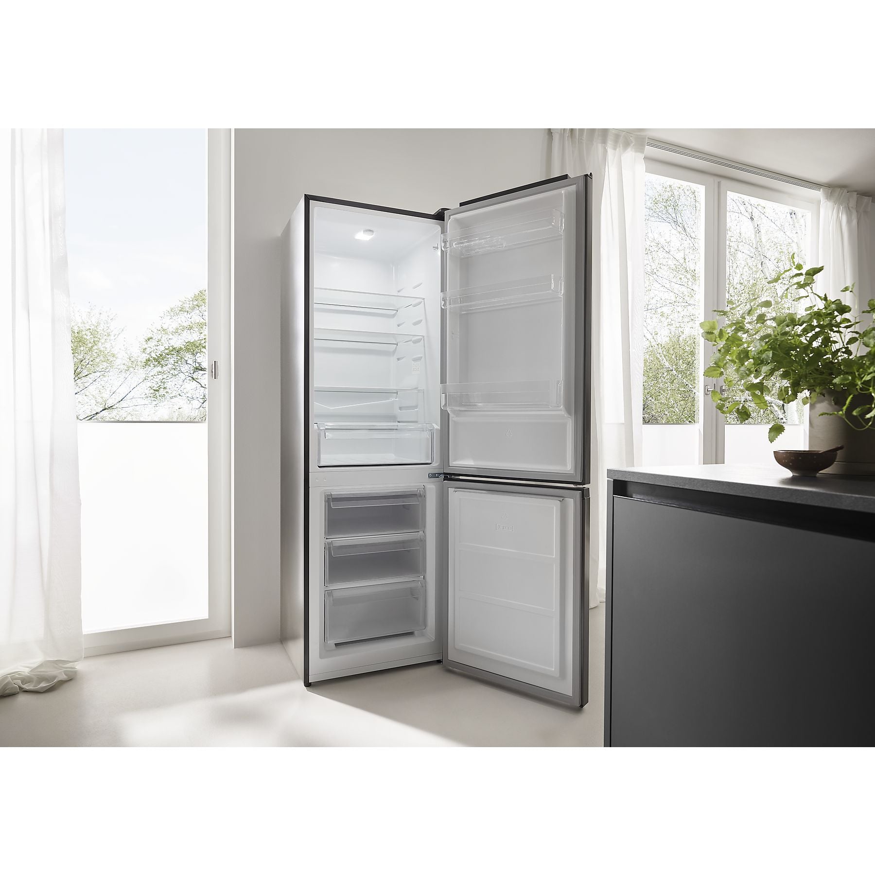 KOENIC KFK 631-1 D IN Cooling Combi Static (D, 315 l, 185,5 cm hoch, Dark Inox) KOENIC