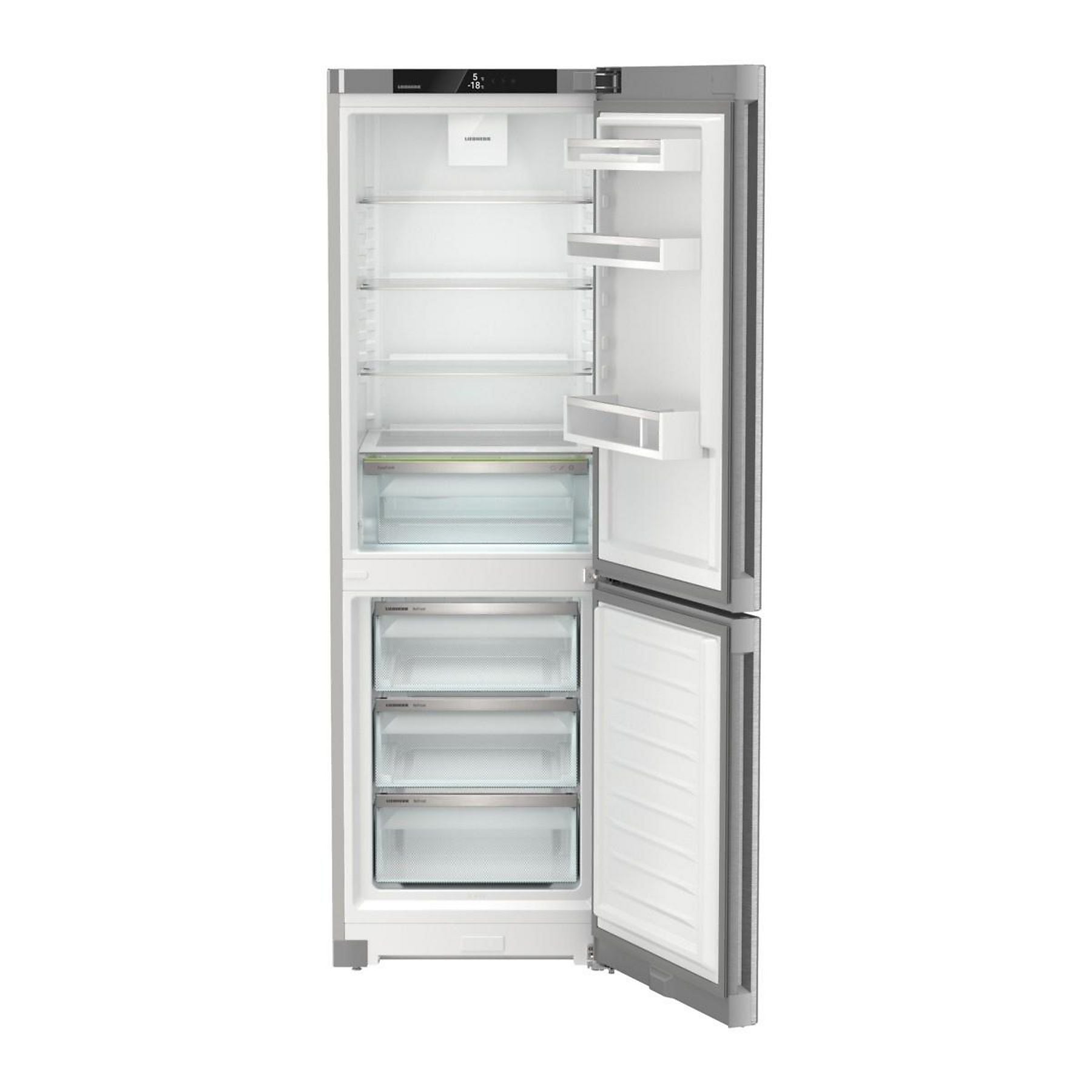 LIEBHERR KGNet 1860C Pure Kühlgefrierkombination (C, 330 l, 1855 mm hoch, Edelstahltüren, Gehäuse silber) LIEBHERR