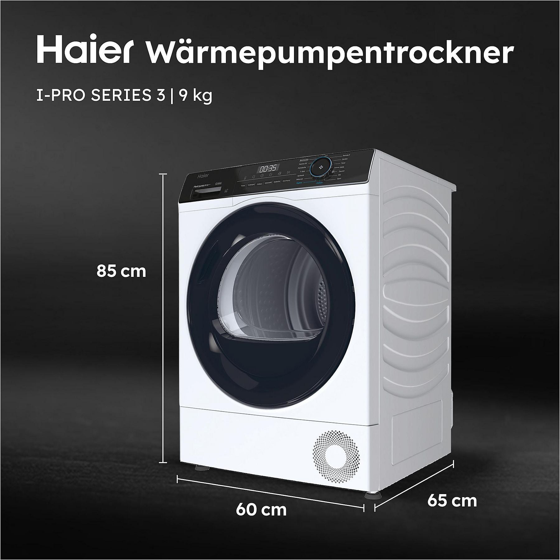 HAIER HD91-A3939E-DE Wärmepumpentrockner I PRO 3 (9 kg, Weiß) GCN ELECTRO