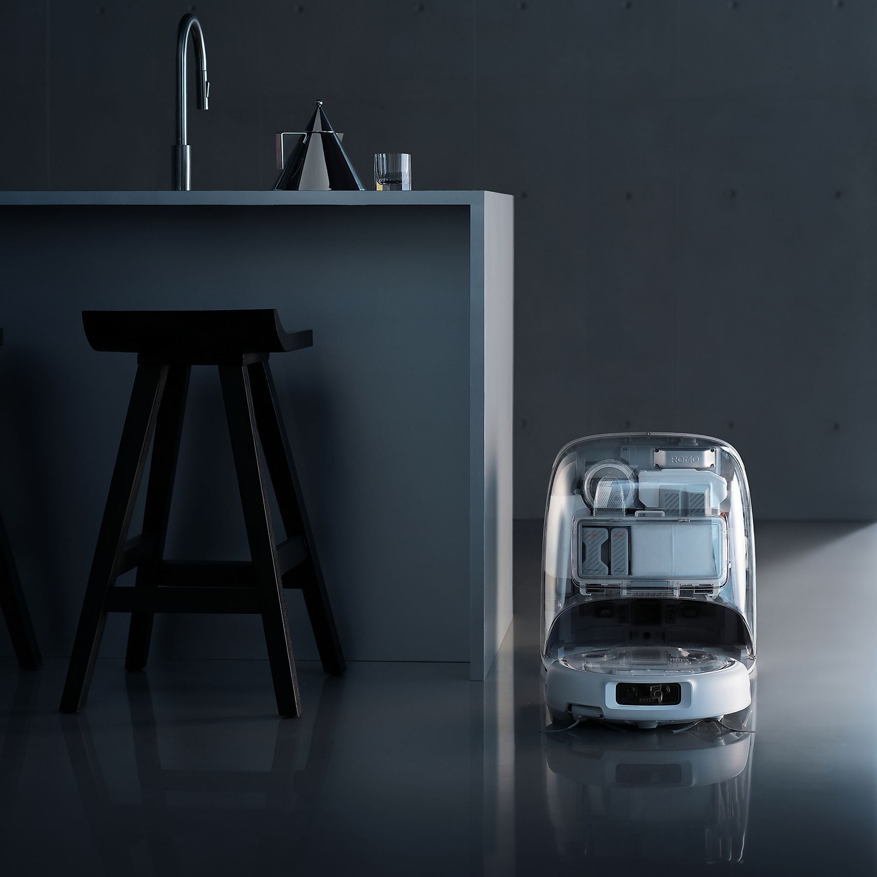 DJI VC ROMO P mit Wischfunktion und transparentem Design, Saugroboter DJI
