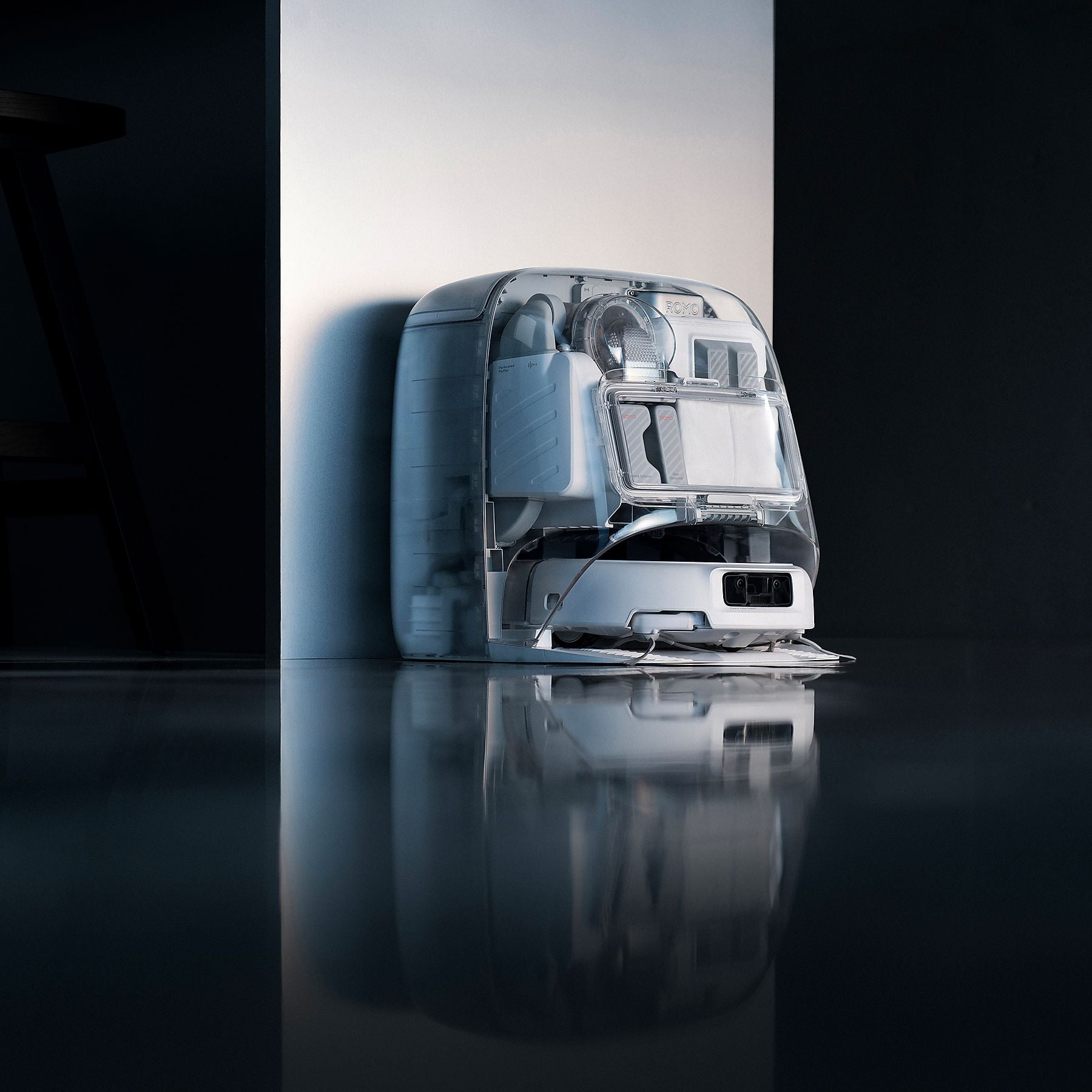 DJI VC ROMO P mit Wischfunktion und transparentem Design, Saugroboter DJI