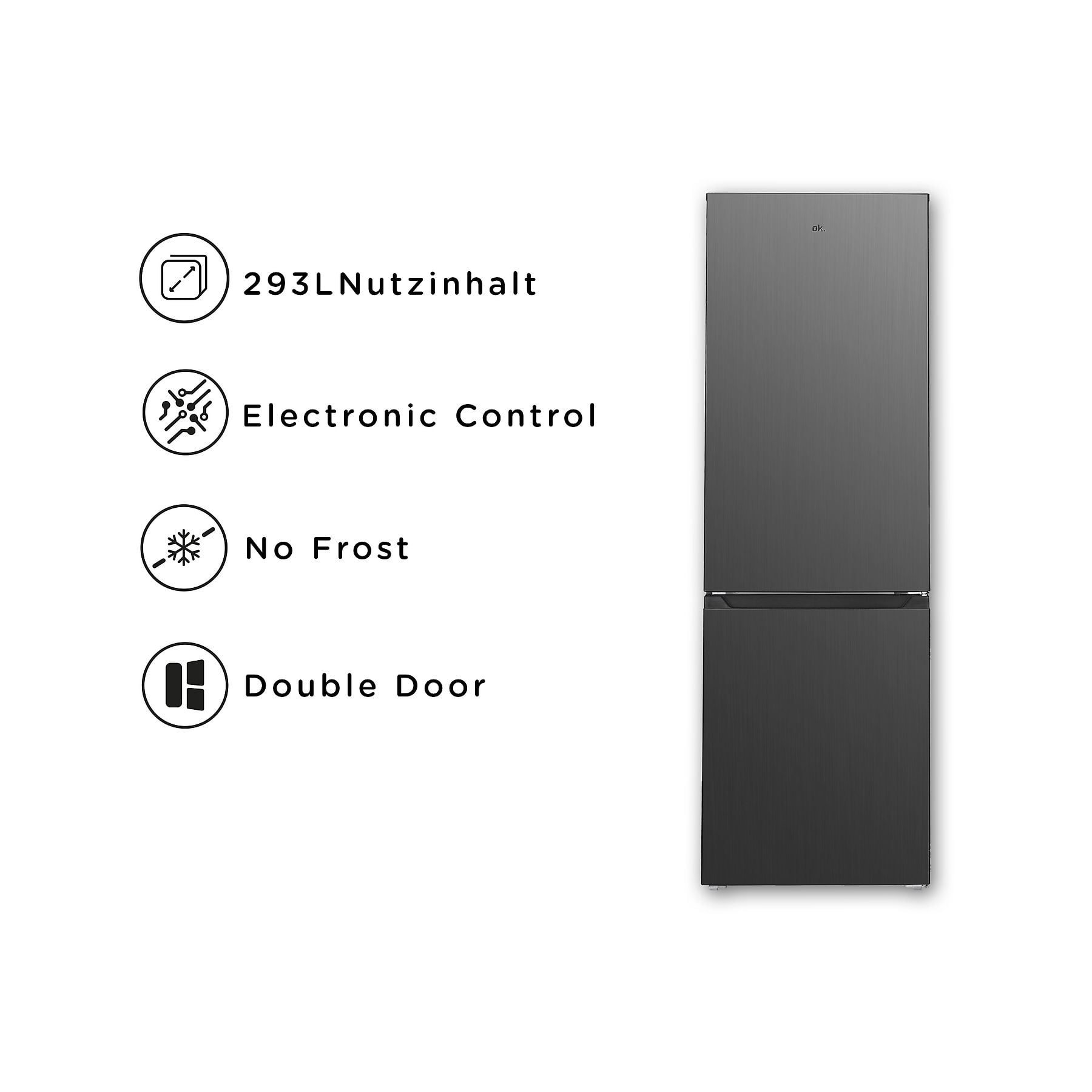 OK. OFK 611-1 E NF IN Kühlgefrierkombination (E, 293 l, 1854 mm hoch, Inox) OK.