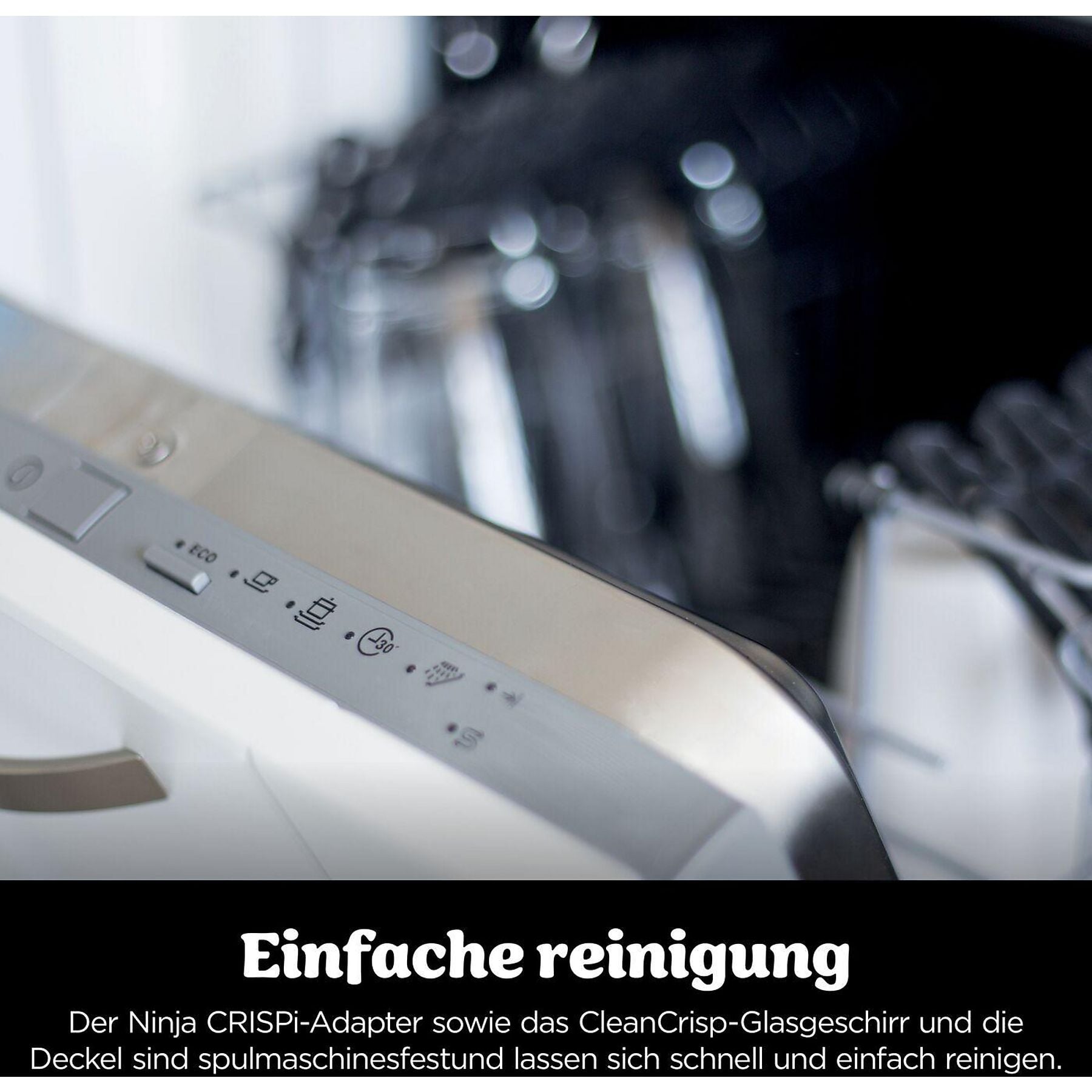 NINJA FN101EUGY CRISPi 4-in-1 Tragbare Glas-Heißluftfritteuse Cyber Space, Heißluftfritteuse NINJA