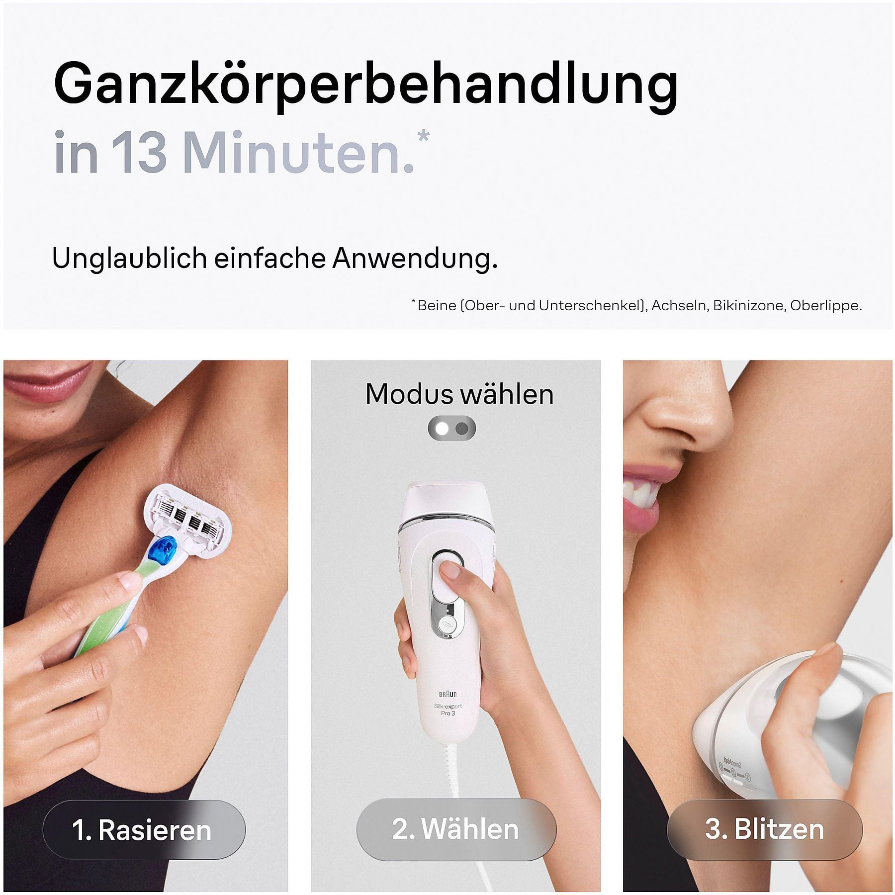 BRAUN PL3230 IPL Silk·expert Pro 3 Haarentfernung Weiß/Silber BRAUN