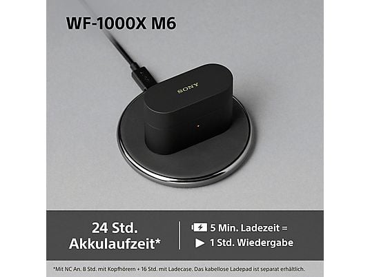 SONY WF-1000XM6 mit Noisecanceling, kabellos, In-ear Kopfhörer Bluetooth Schwarz SONY