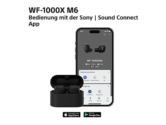 SONY WF-1000XM6 mit Noisecanceling, kabellos, In-ear Kopfhörer Bluetooth Schwarz SONY