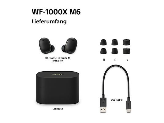 SONY WF-1000XM6 mit Noisecanceling, kabellos, In-ear Kopfhörer Bluetooth Schwarz SONY