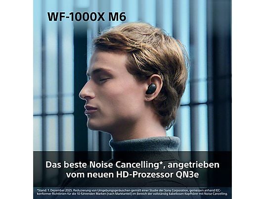SONY WF-1000XM6 mit Noisecanceling, kabellos, In-ear Kopfhörer Bluetooth Schwarz SONY